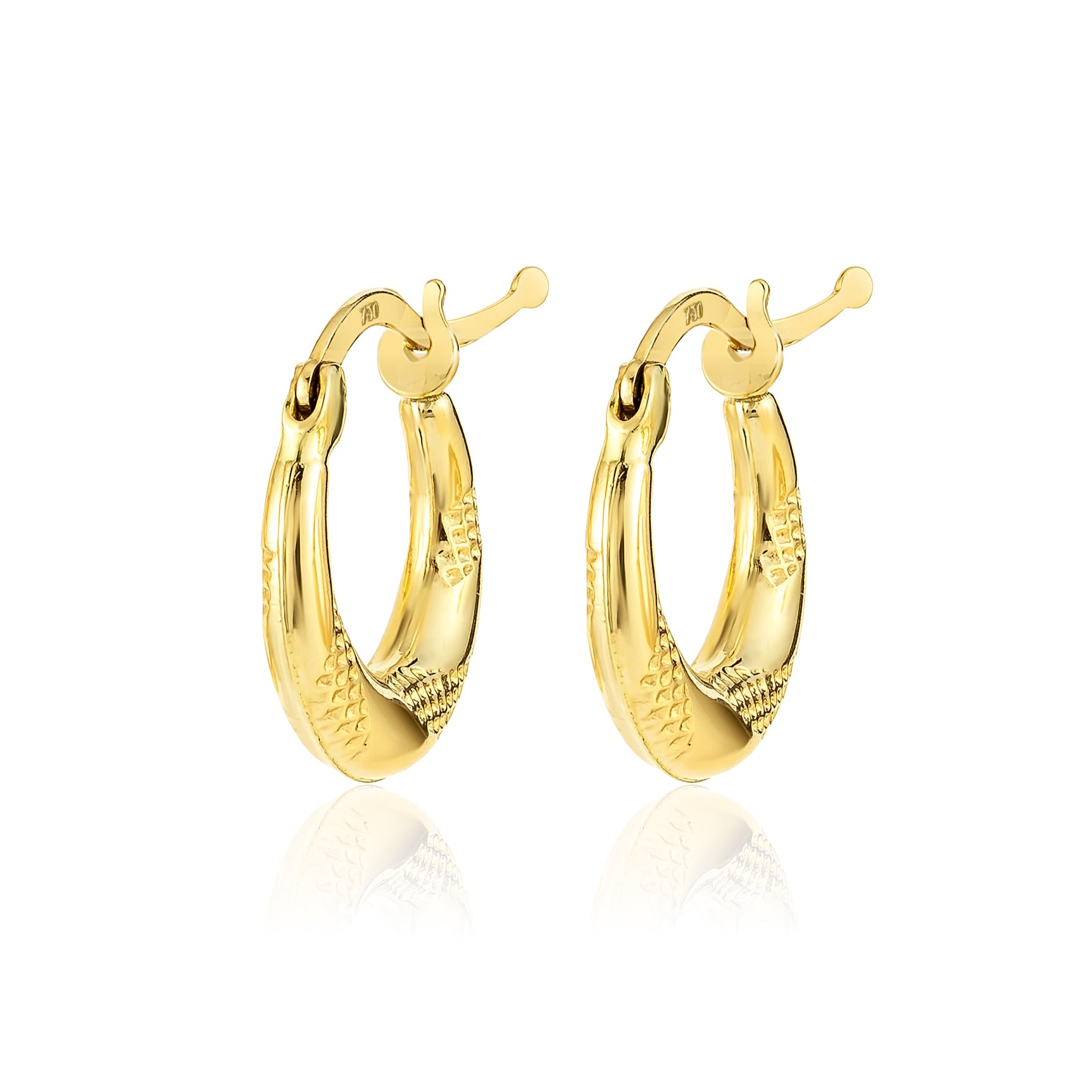 18K Pure Gold Round Loop Earring Set