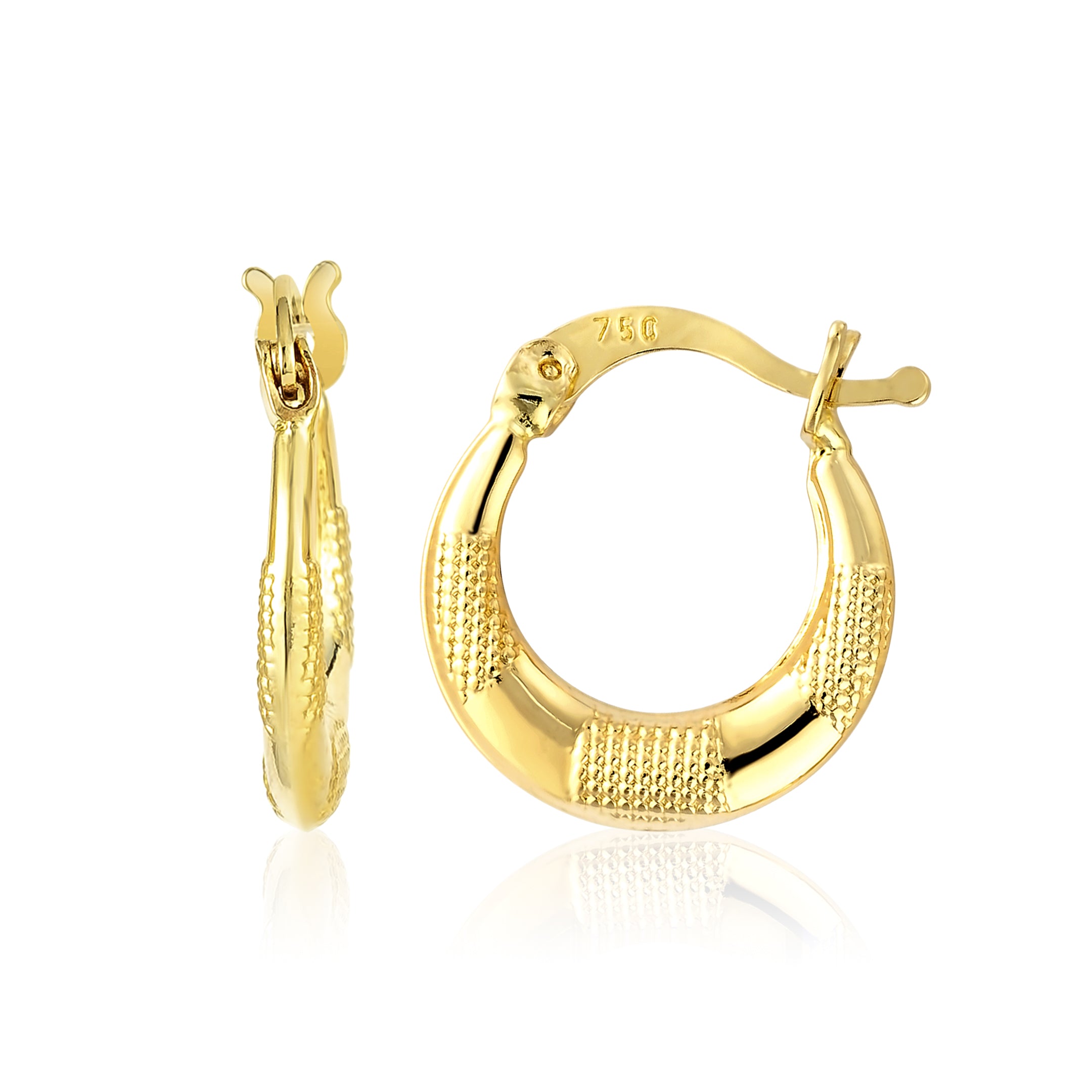 18K Pure Gold Round Loop Earring Set