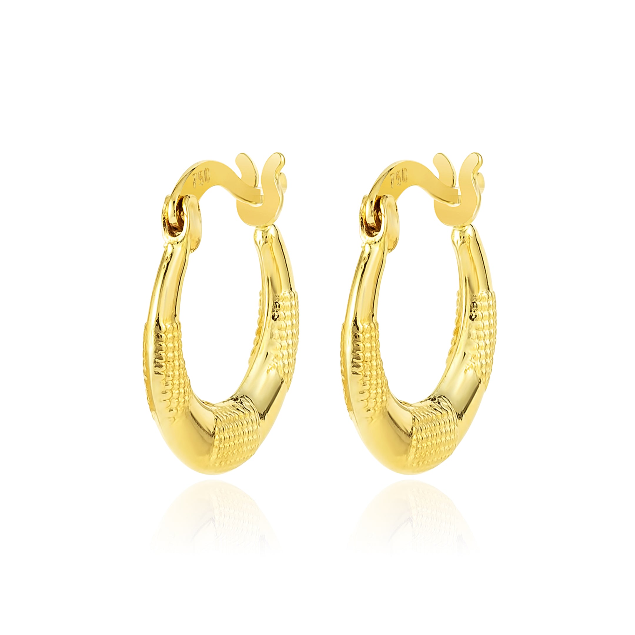 18K Pure Gold Round Loop Earring Set