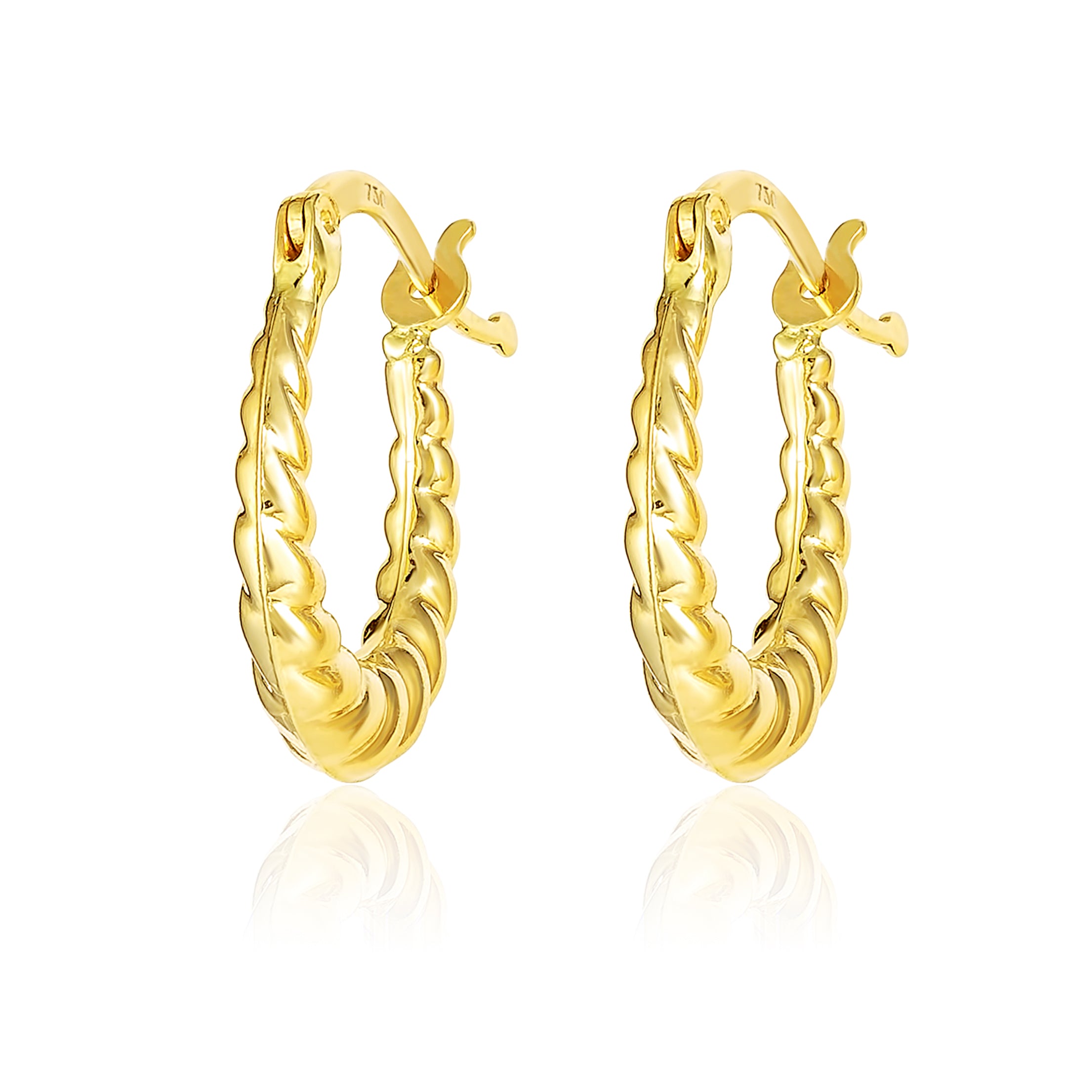 18K Pure Gold Oval Loop Earring Set