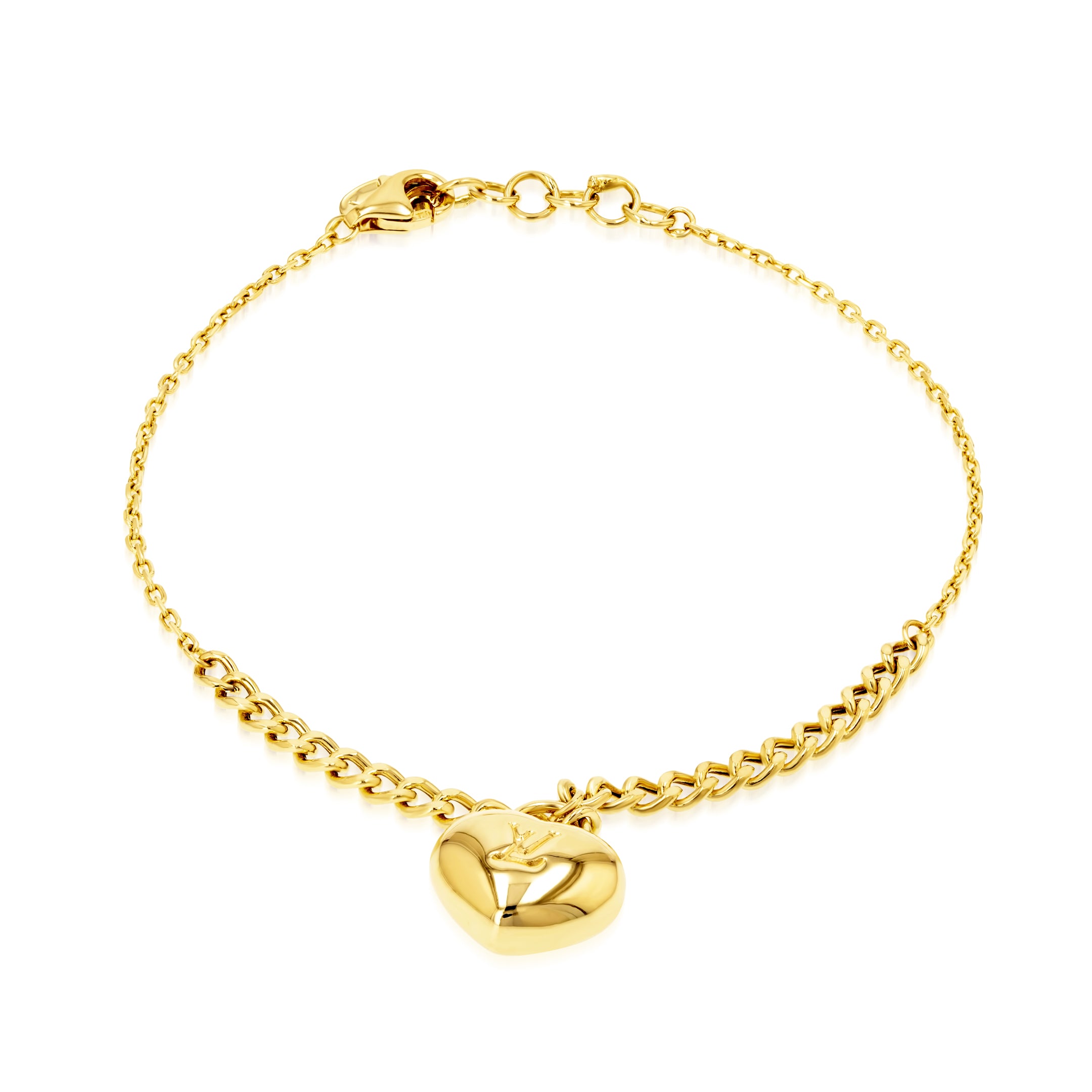 18K Pure Gold Linked Heart Bracelet