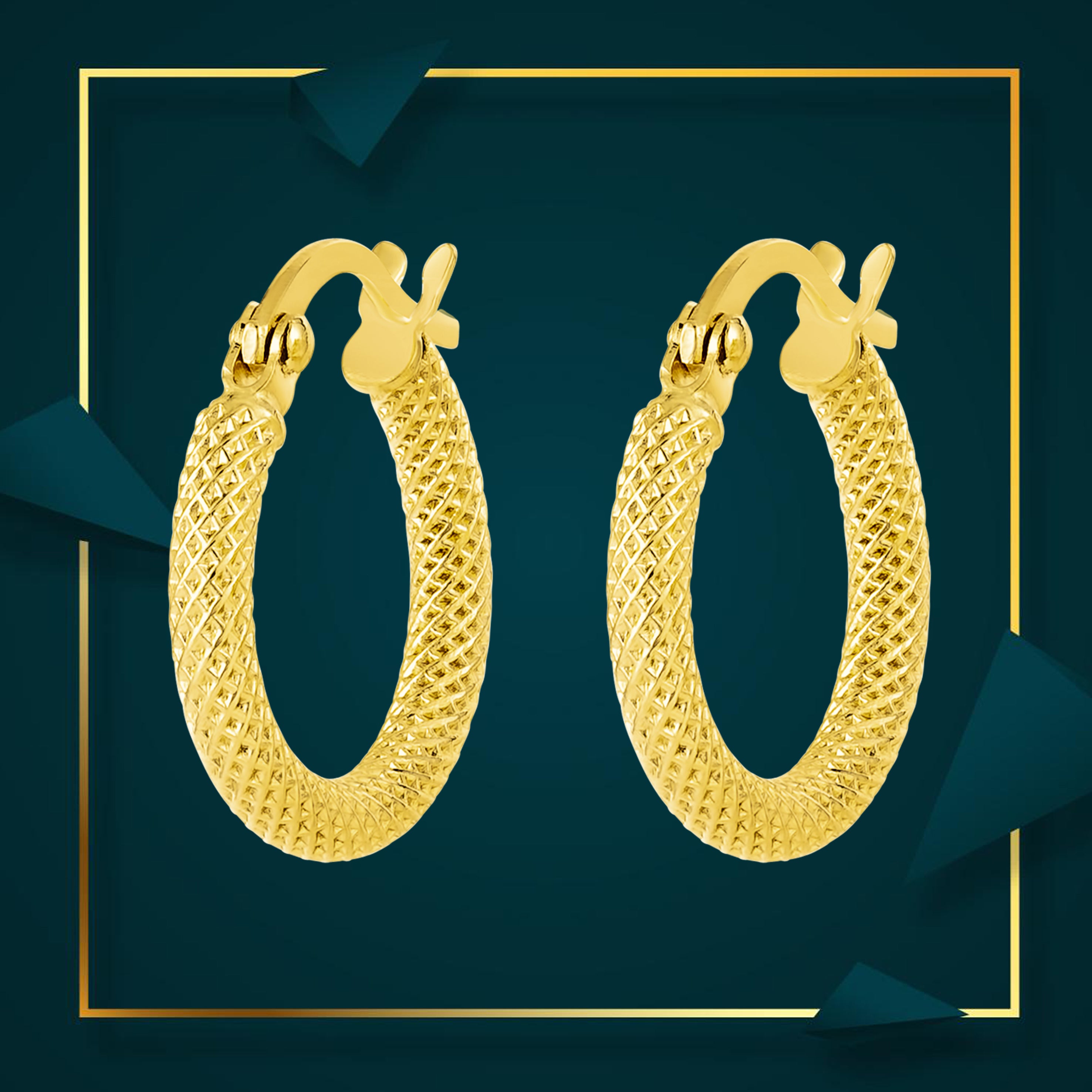 18K Pure Gold Round Loop Earring Set