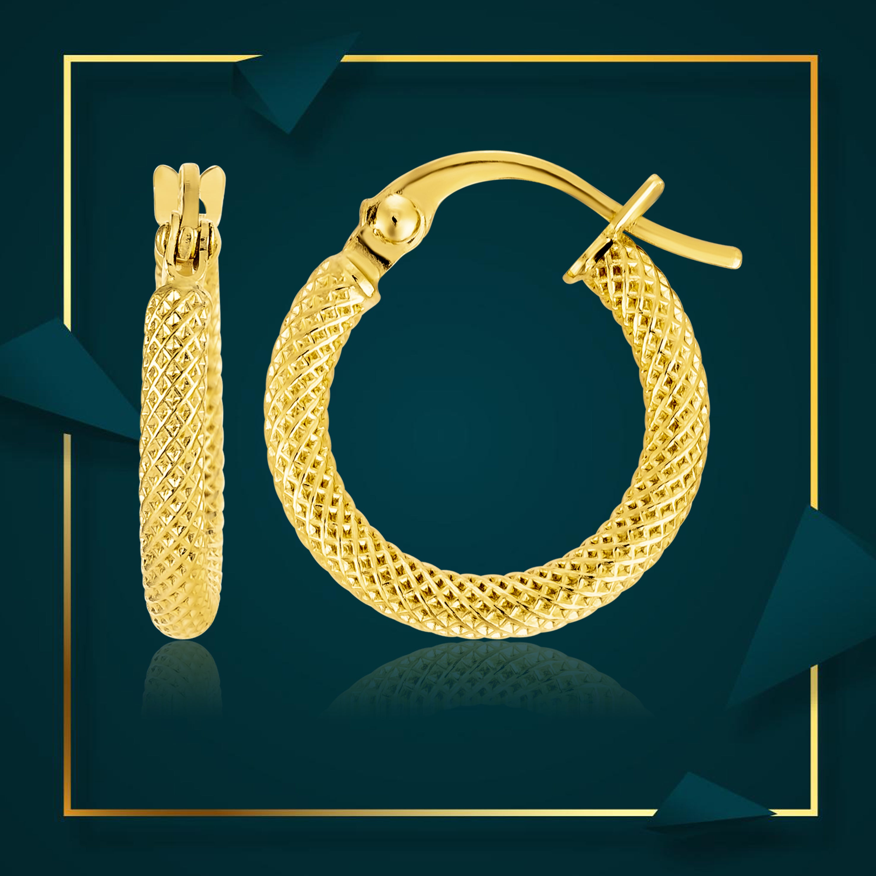 18K Pure Gold Round Loop Earring Set