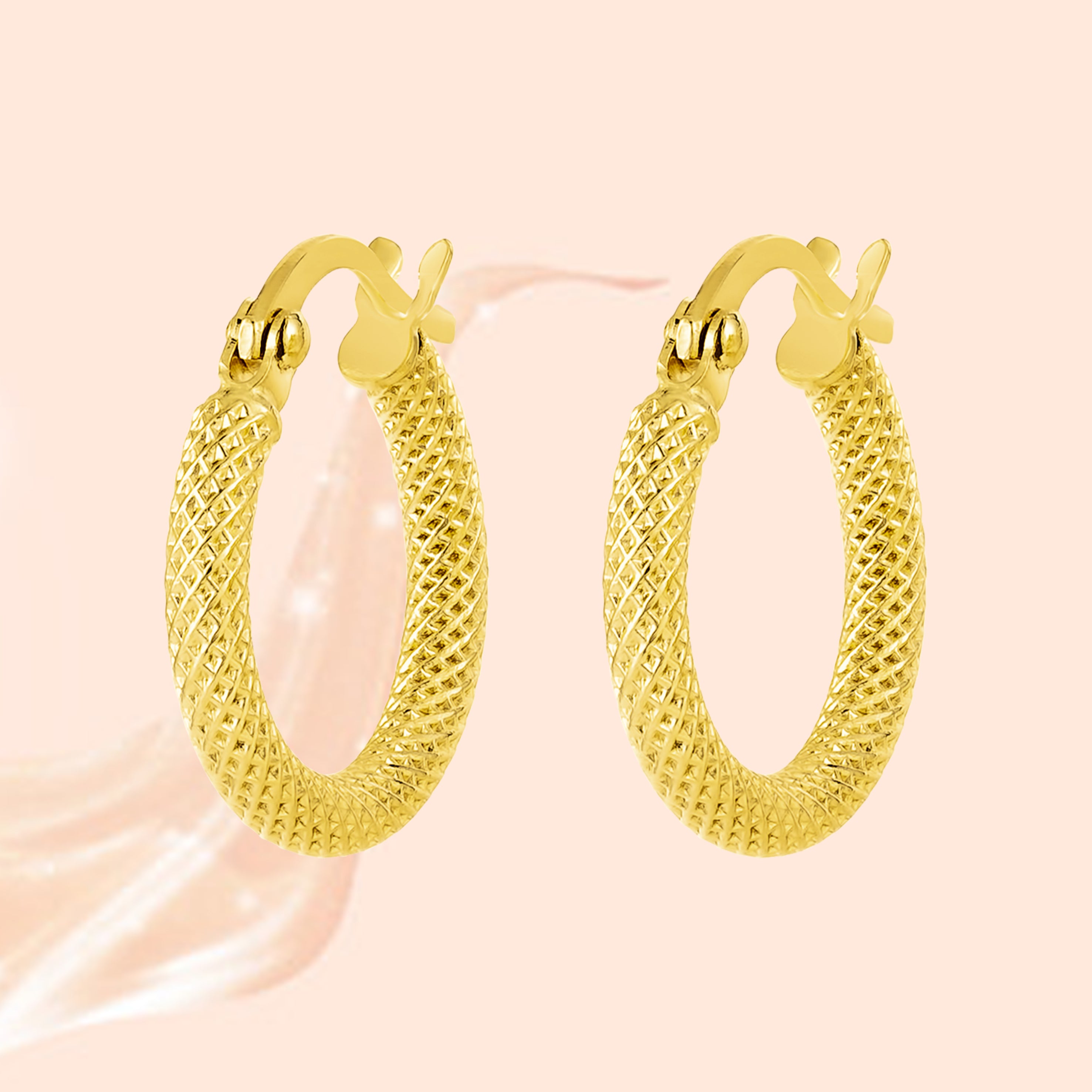 18K Pure Gold Round Loop Earring Set