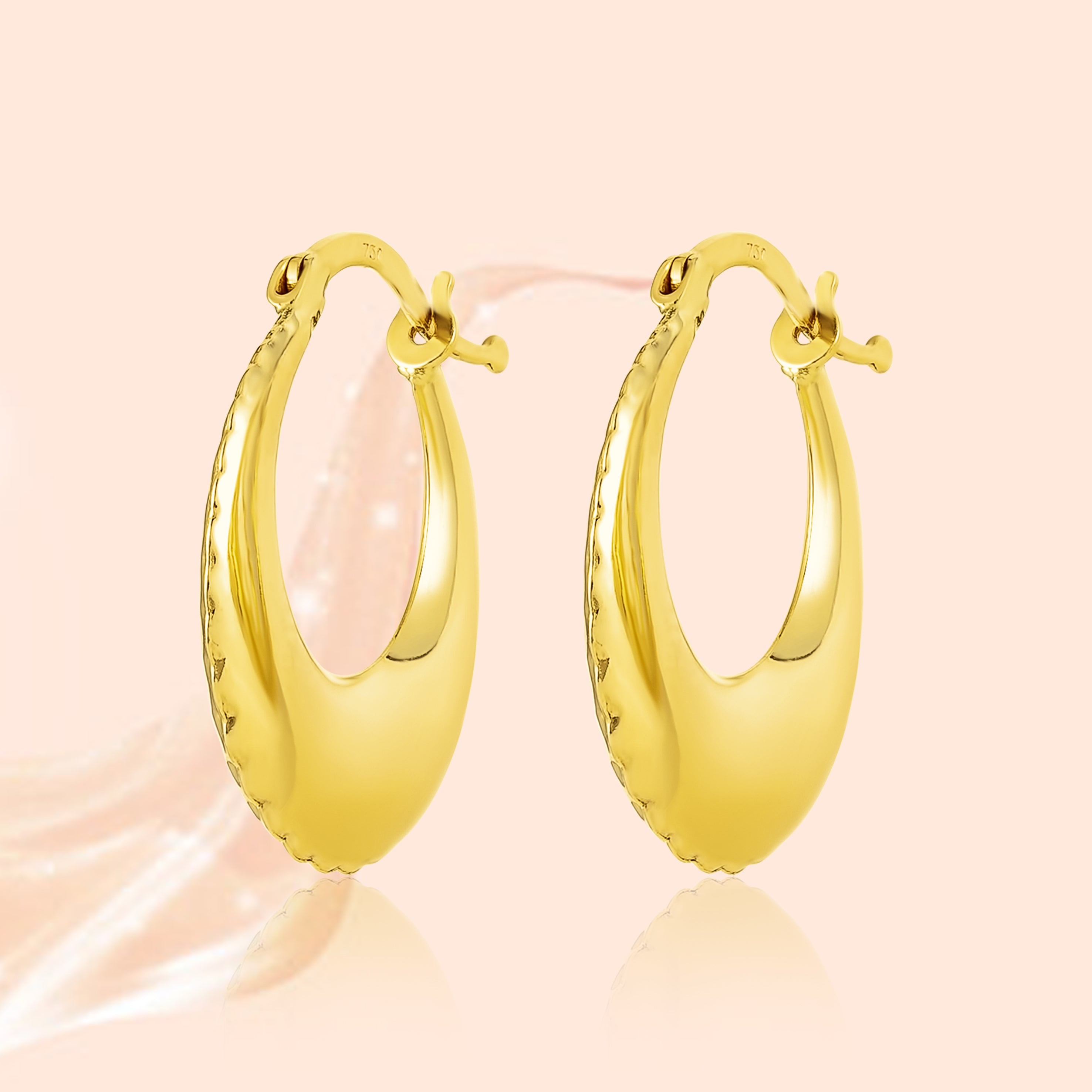 18K Pure Gold Round Loop Earring Set