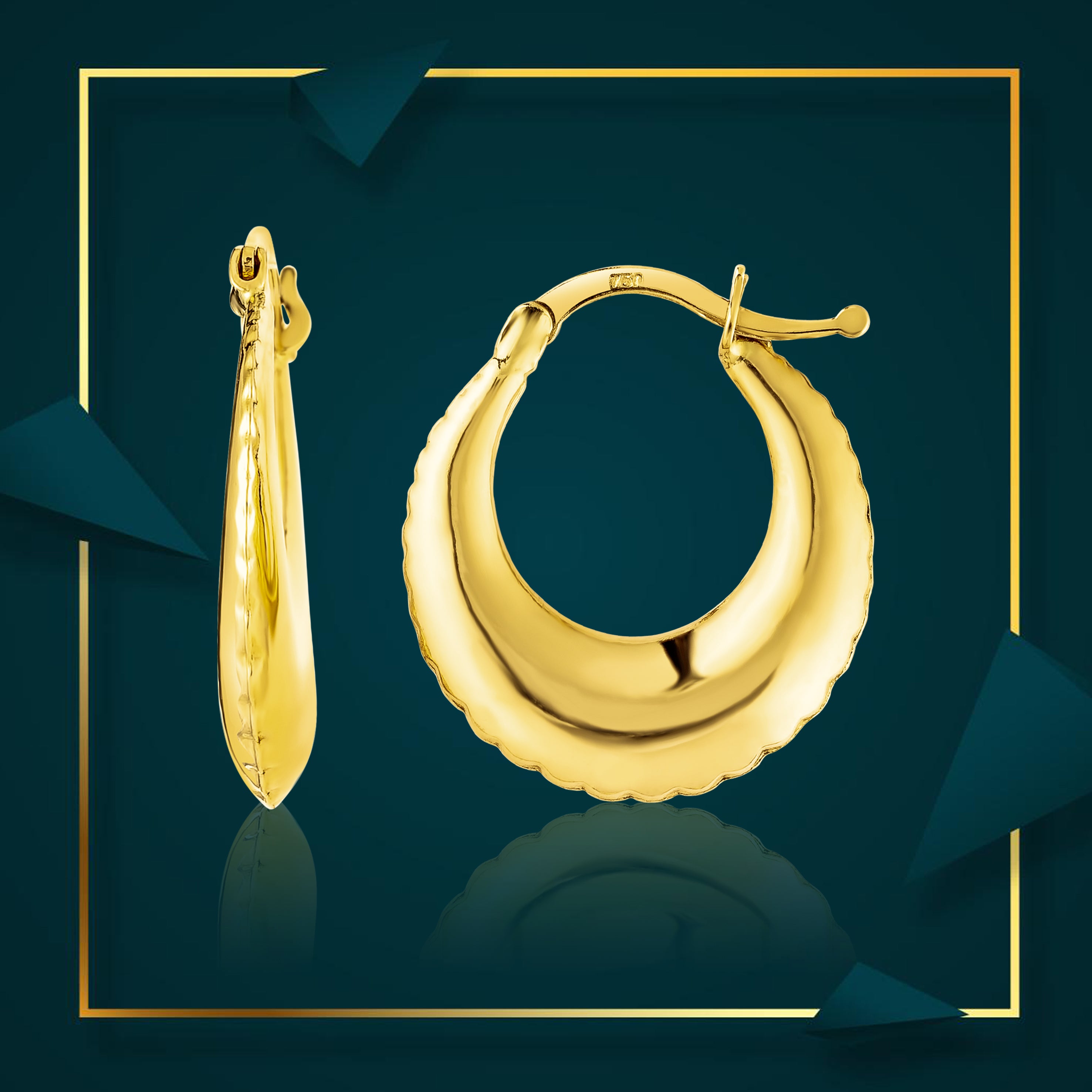 18K Pure Gold Round Loop Earring Set