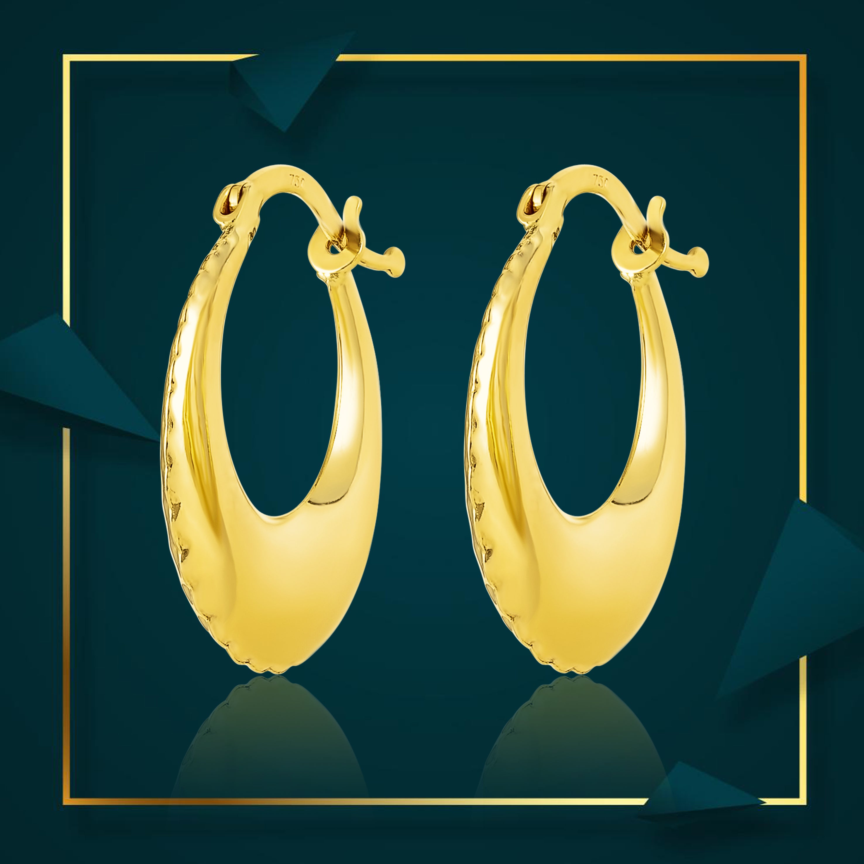 18K Pure Gold Round Loop Earring Set