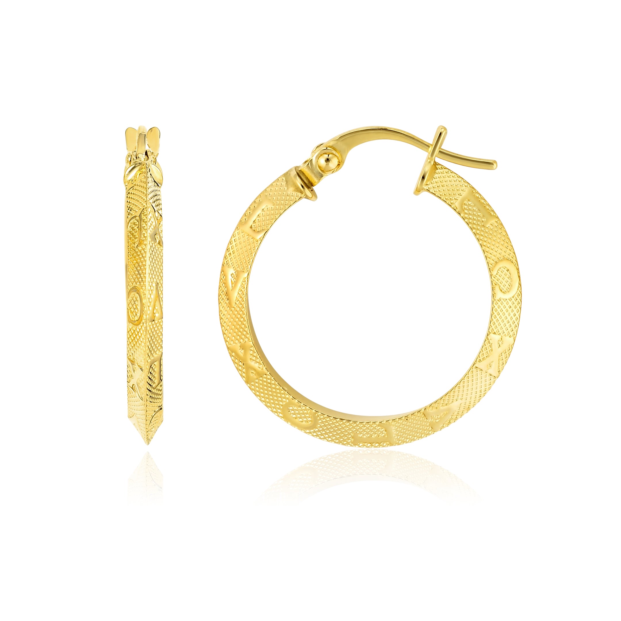 18K Pure Gold Round Loop Earring Set