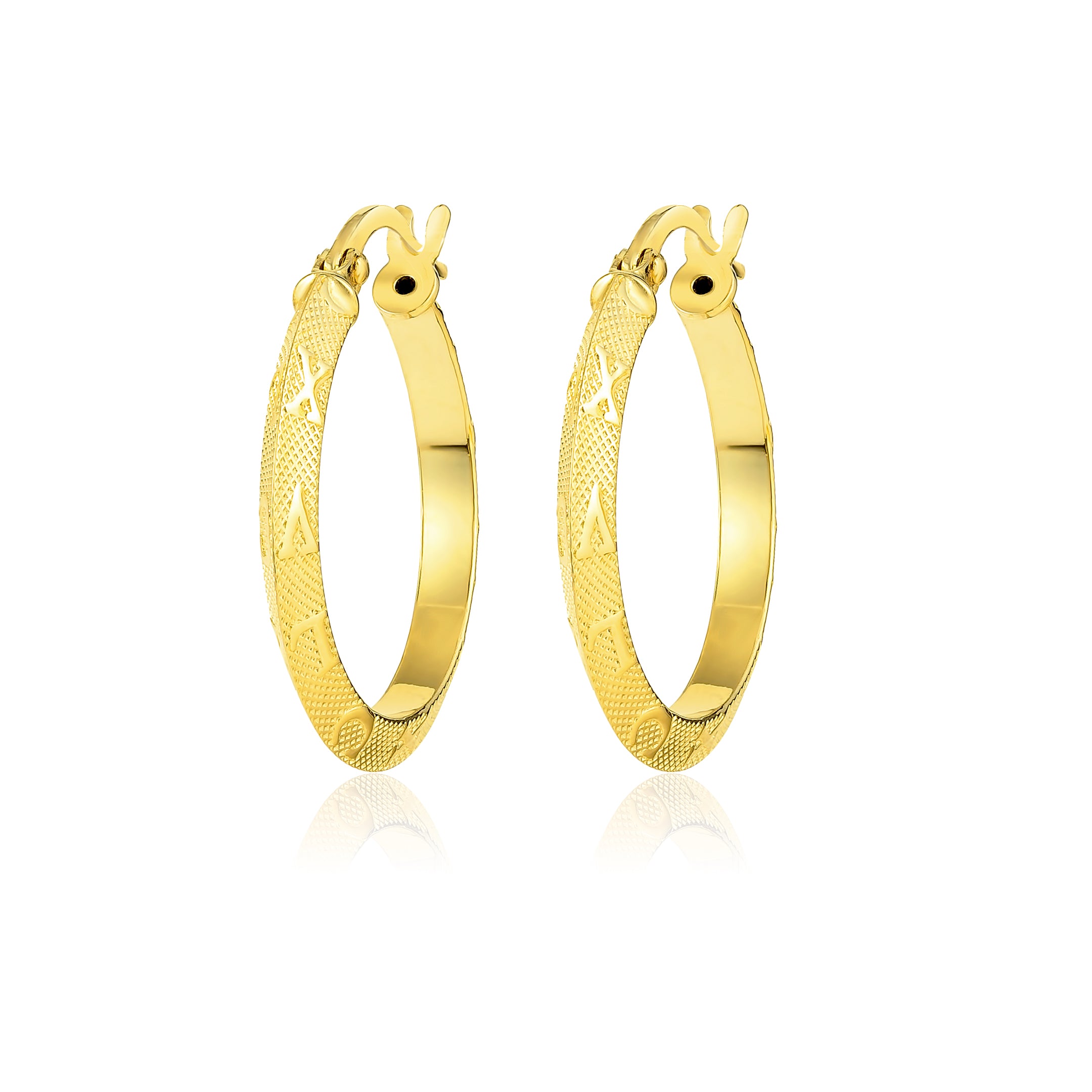 18K Pure Gold Round Loop Earring Set