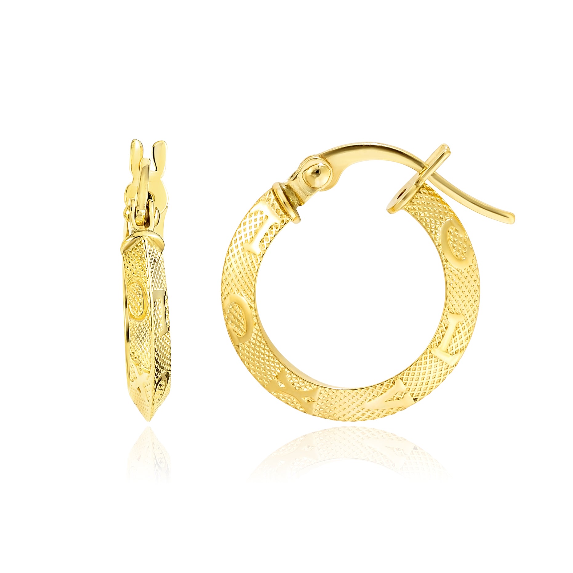 18K Pure Gold Round Loop Earring Set