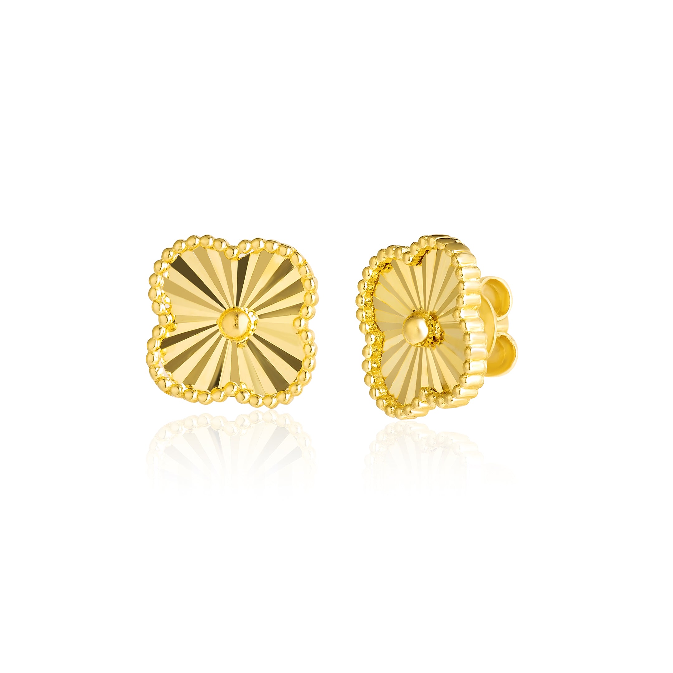 18K Pure Gold V.C Flower Earring Set