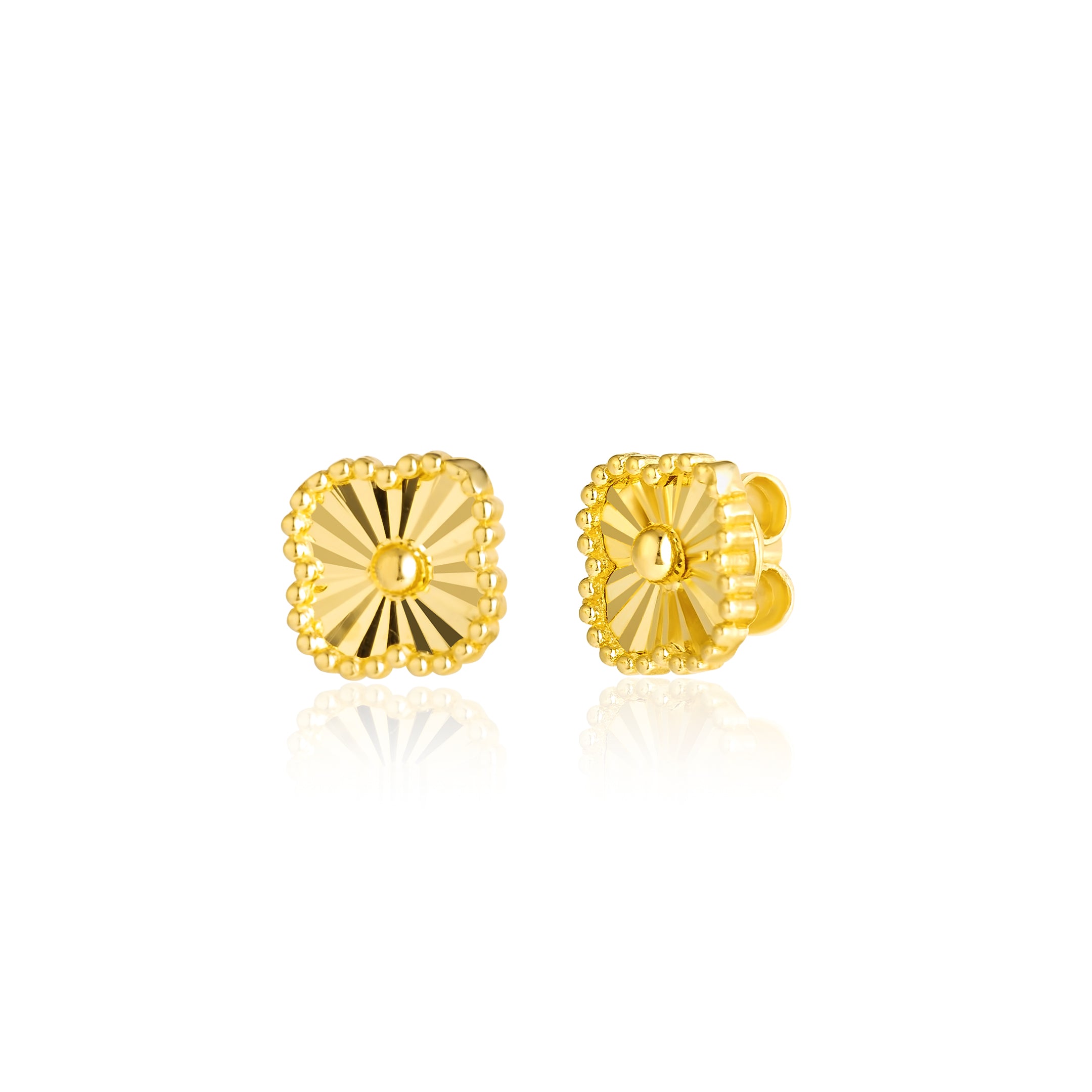 18K Pure Gold V.C Flower Earring Set