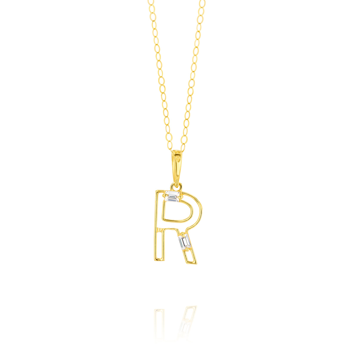 18K Pure Gold Fine Letter R Necklace