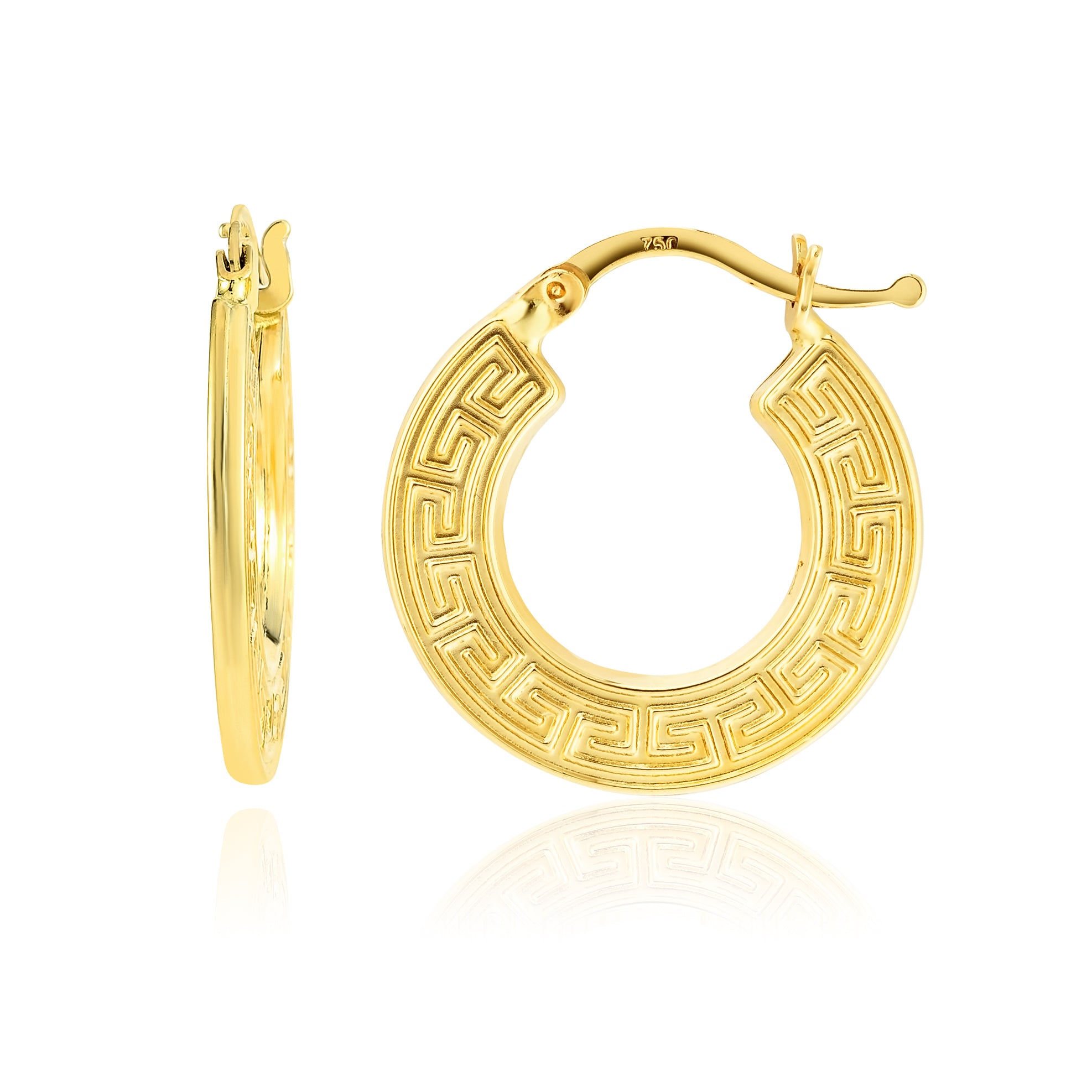 18K Pure Gold Round Loop Earring Set