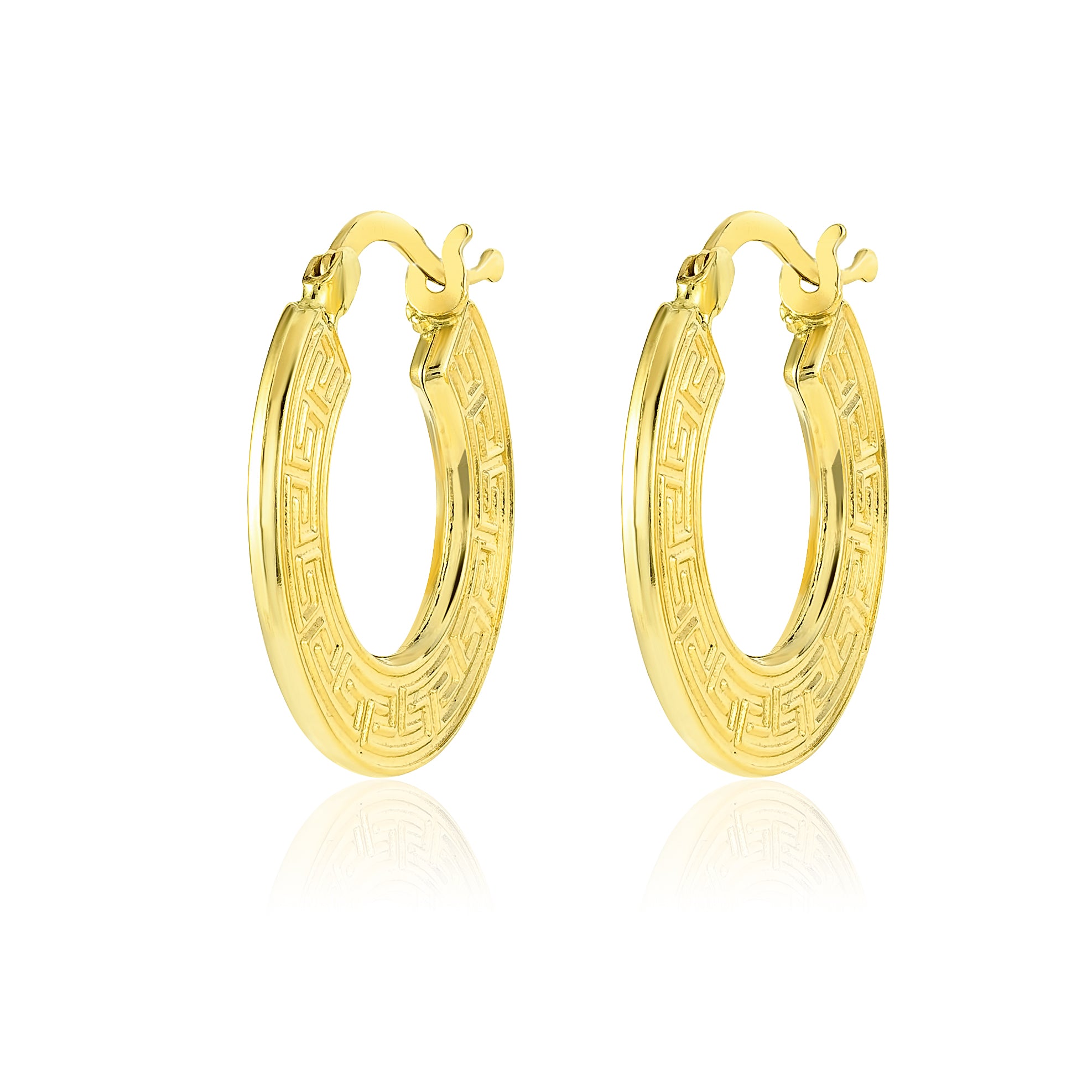 18K Pure Gold Round Loop Earring Set