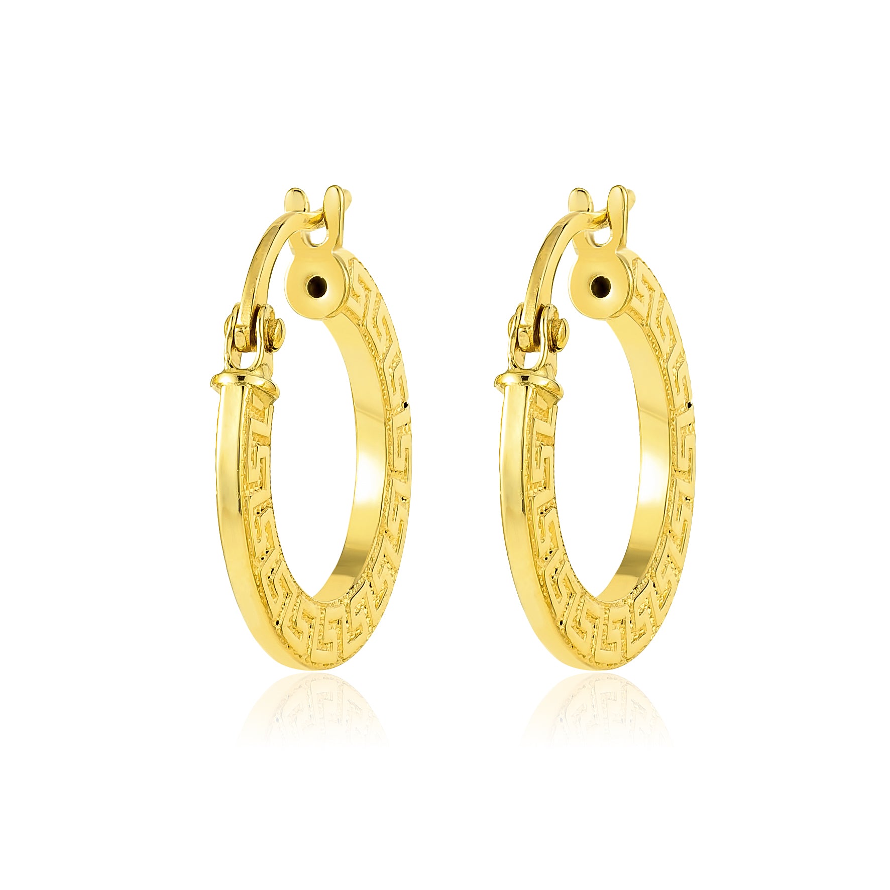 18K Pure Gold Round Loop Earring Set