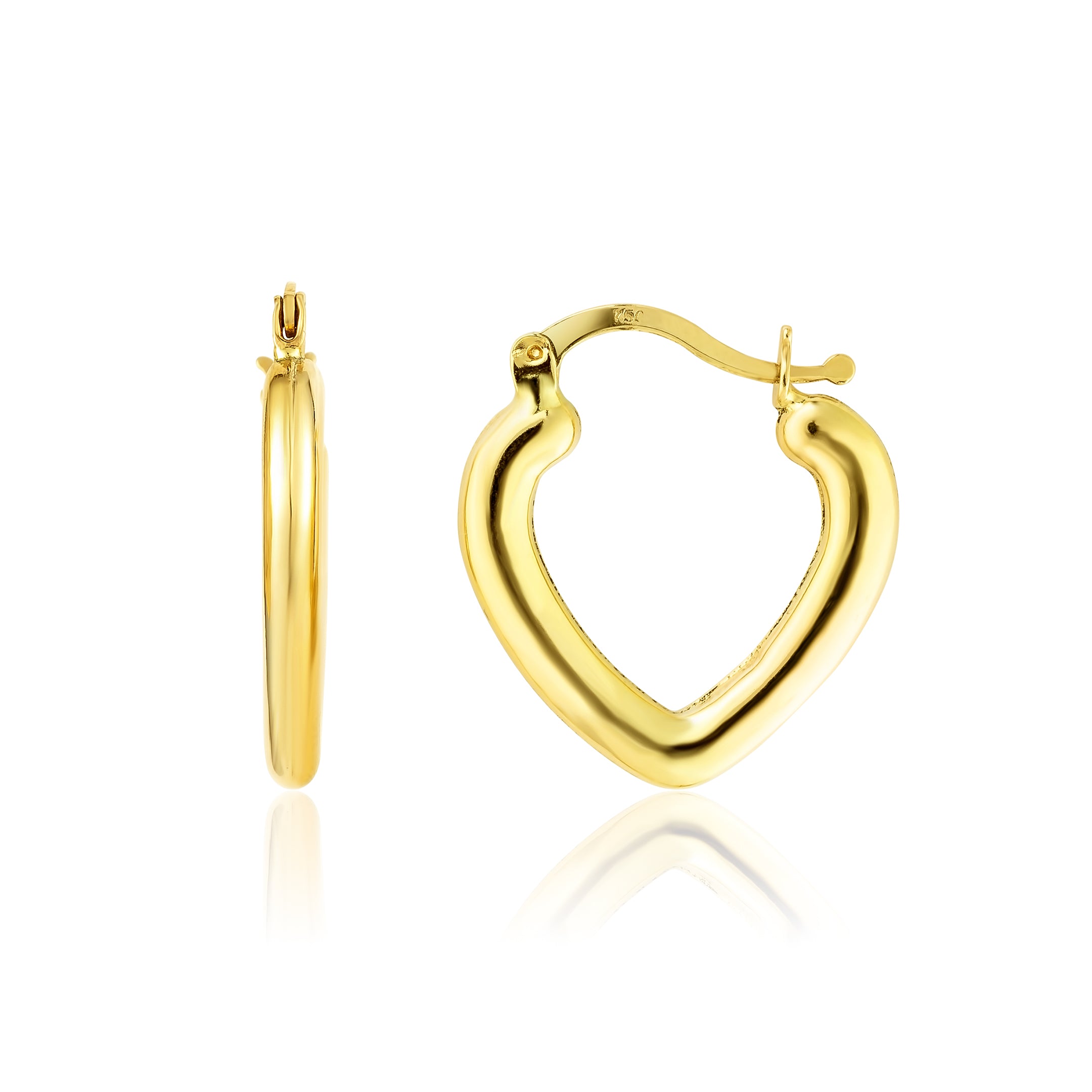 18K Pure Gold Heart Loop Earring Set