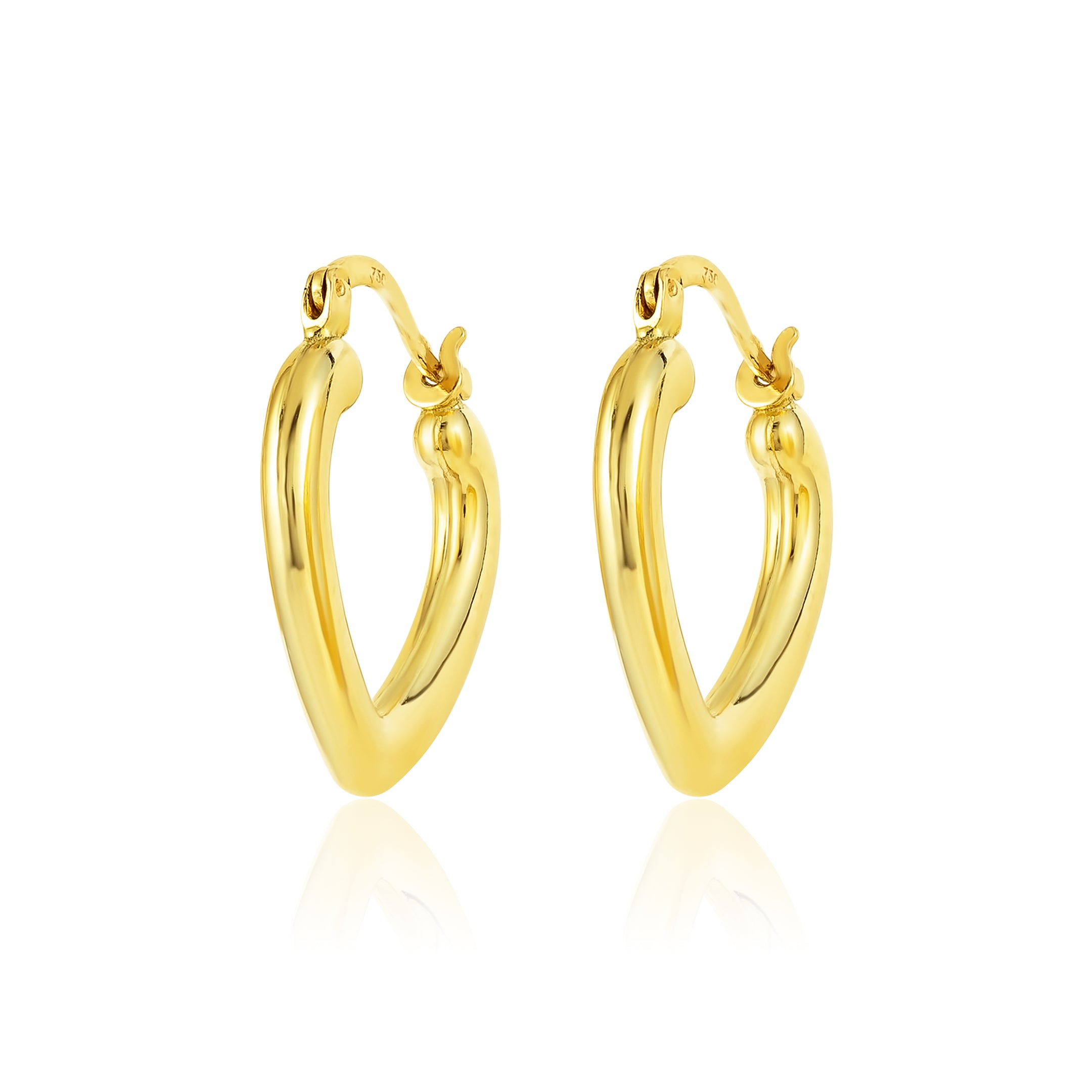 18K Pure Gold Heart Loop Earring Set