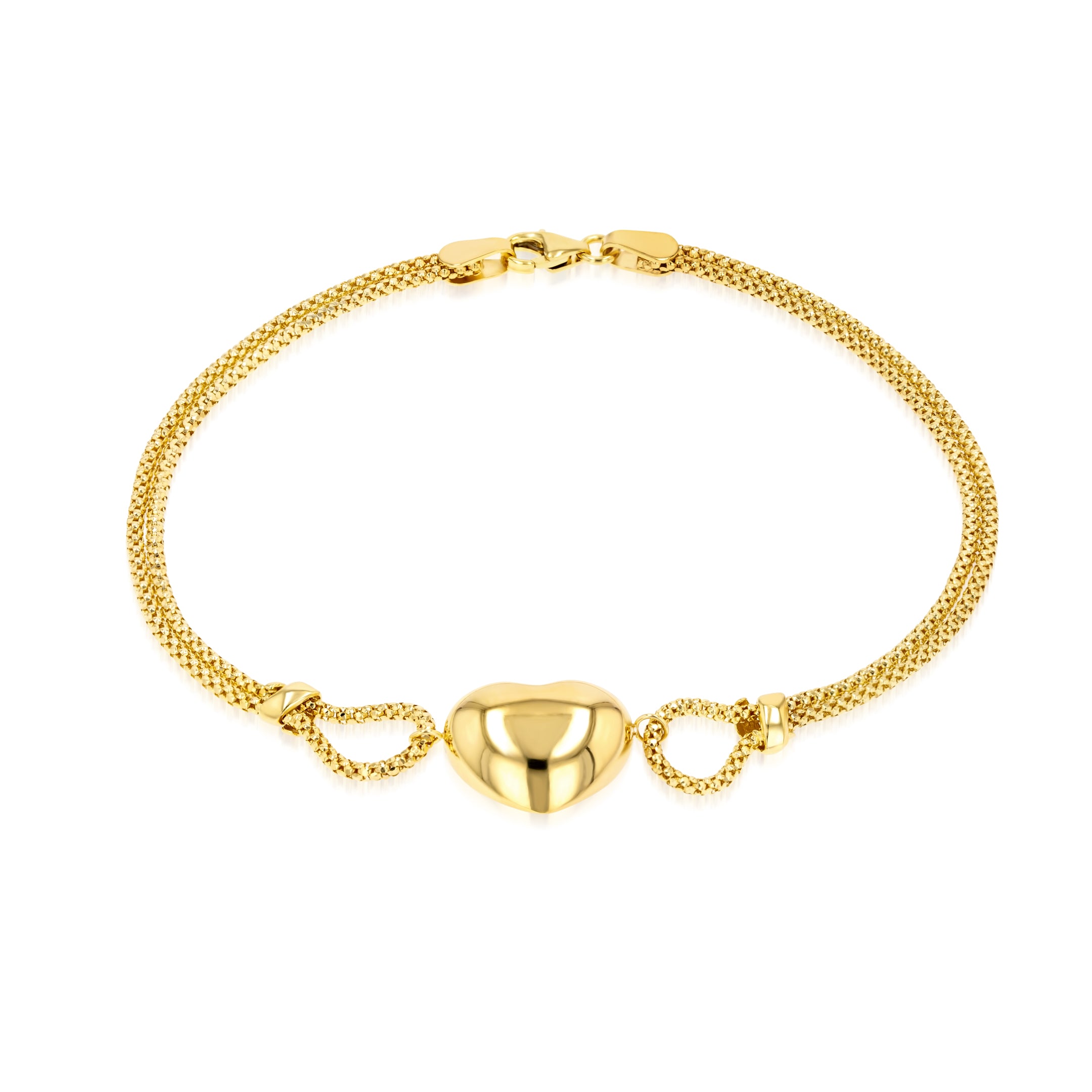 18K Pure Gold Elegant Heart Bracelet