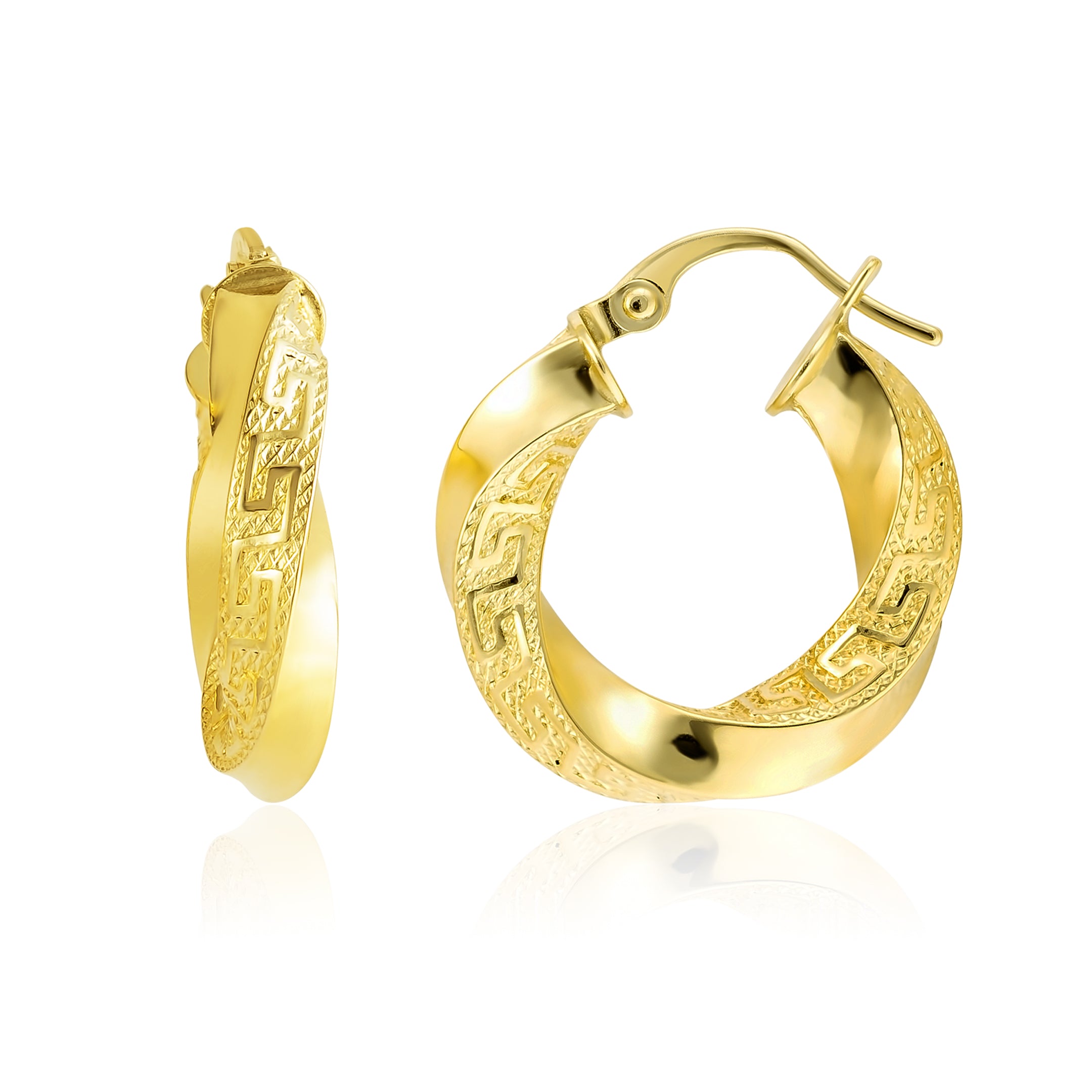 18K Pure Gold Round Twisted Loop Earring Set