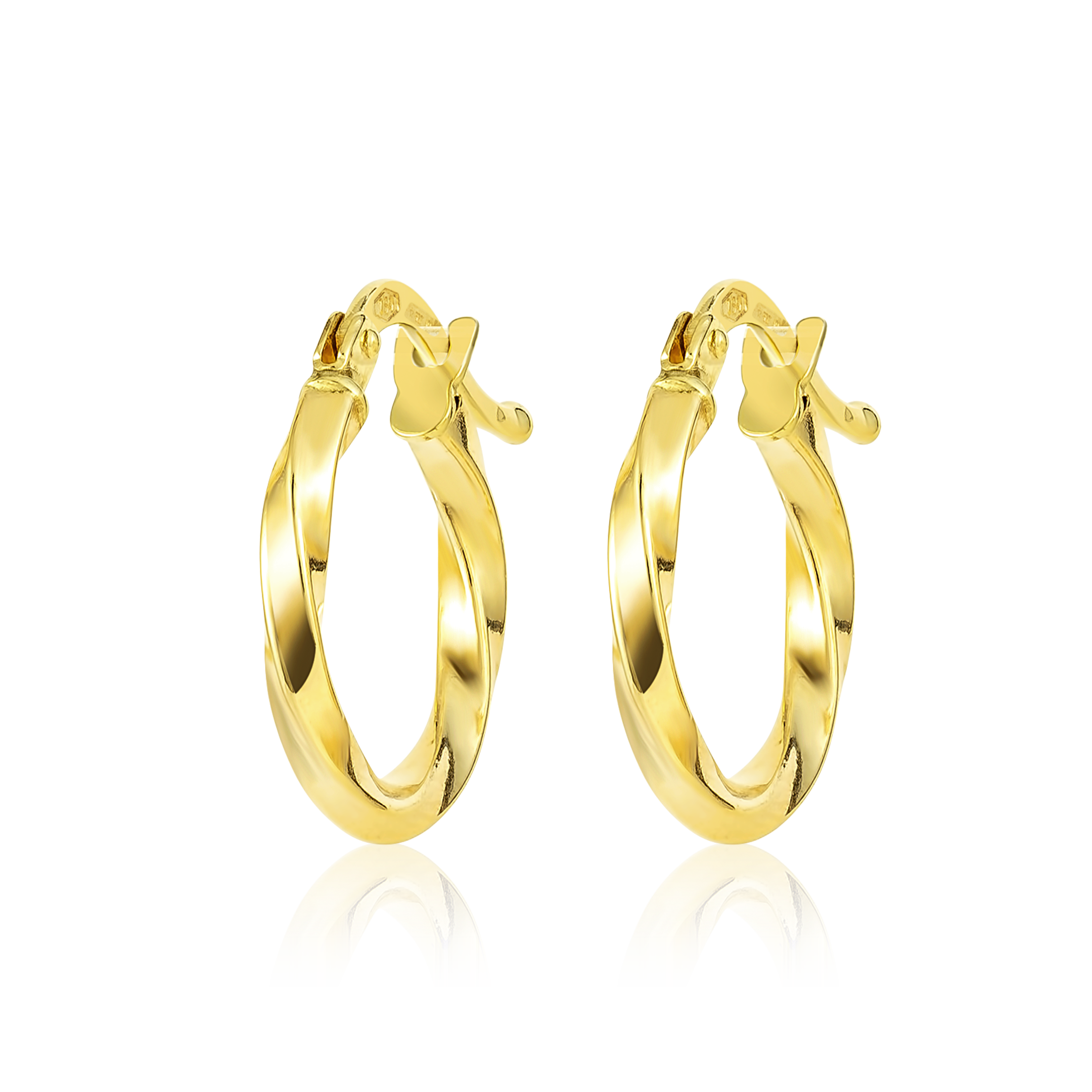 18K Pure Gold Round Twisted Loop Earring Set