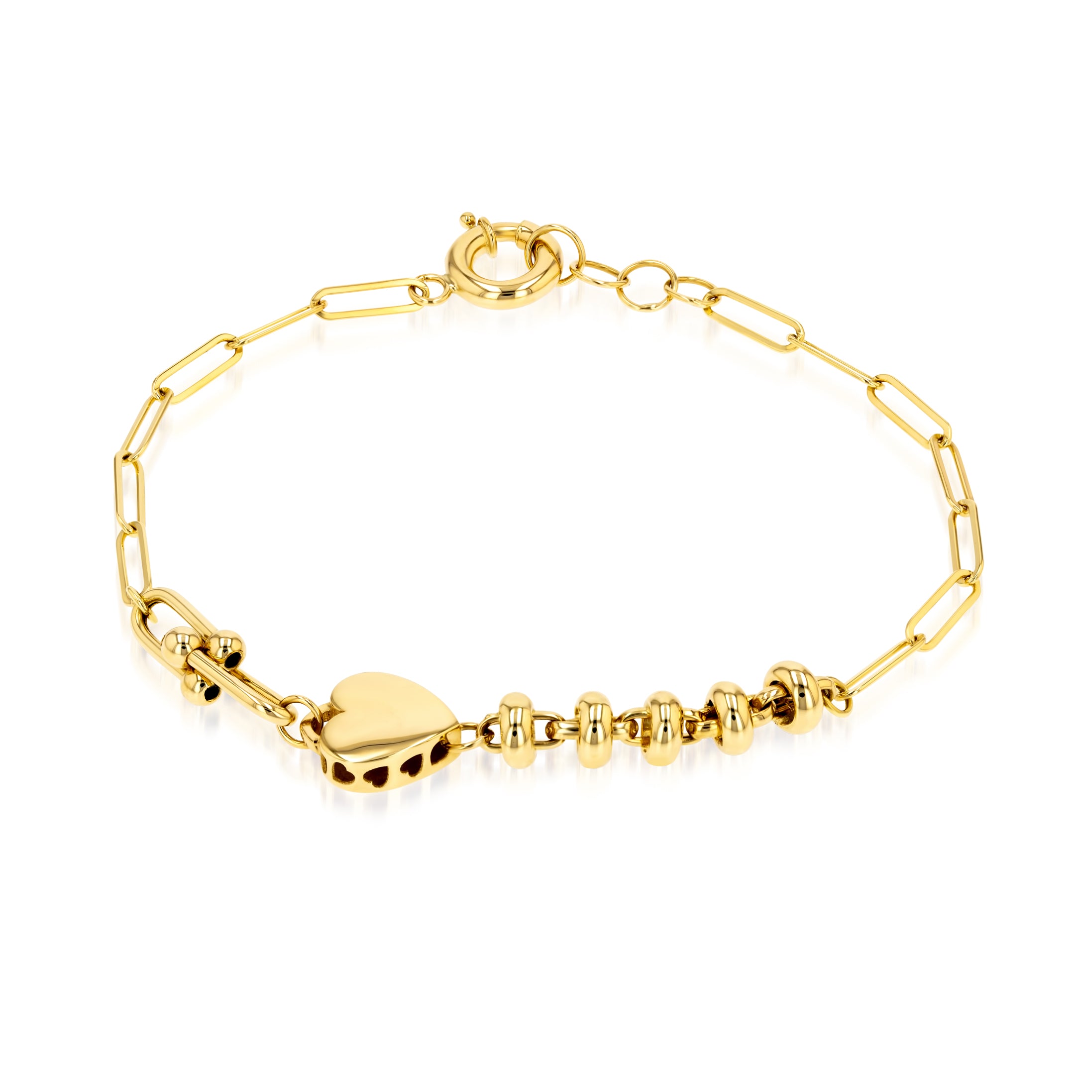 18K Pure Gold Elegant Heart Seeds Bracelet