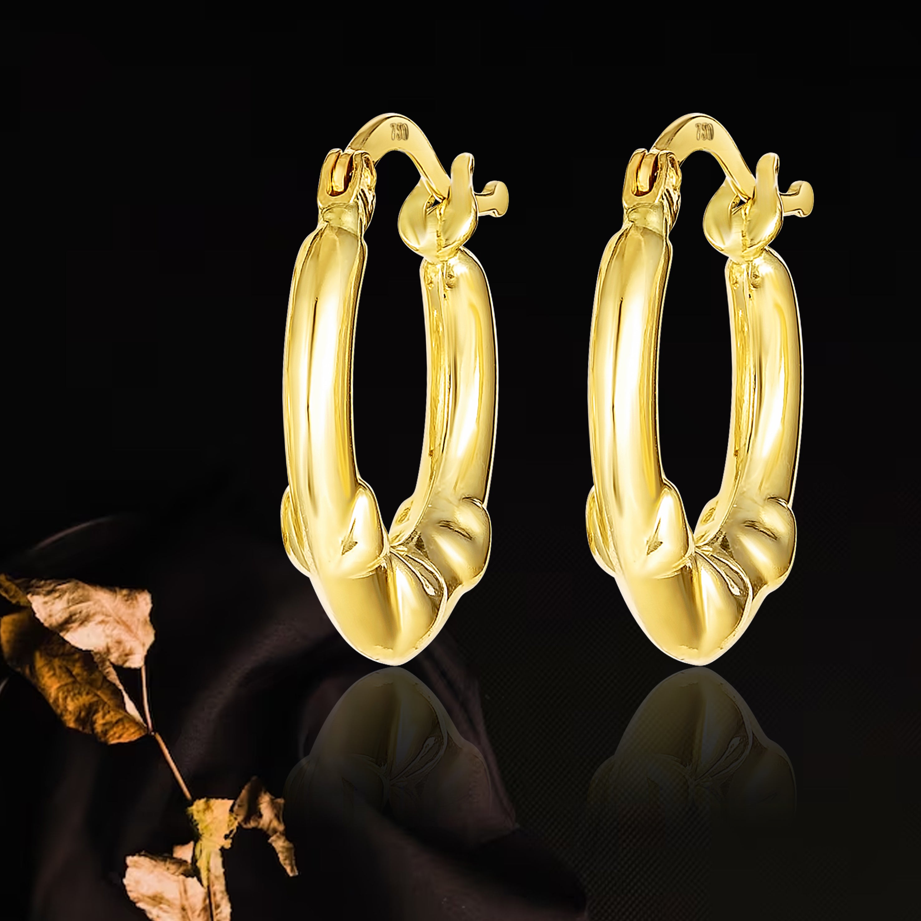 18K Pure Gold Round Loop Earring Set