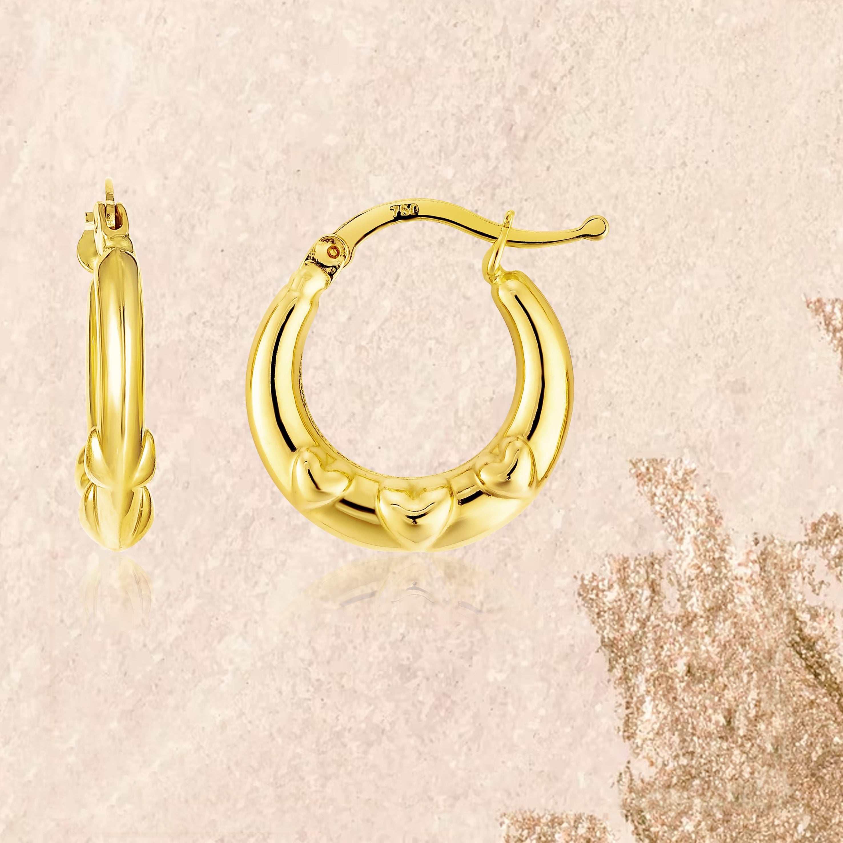 18K Pure Gold Round Loop Earring Set