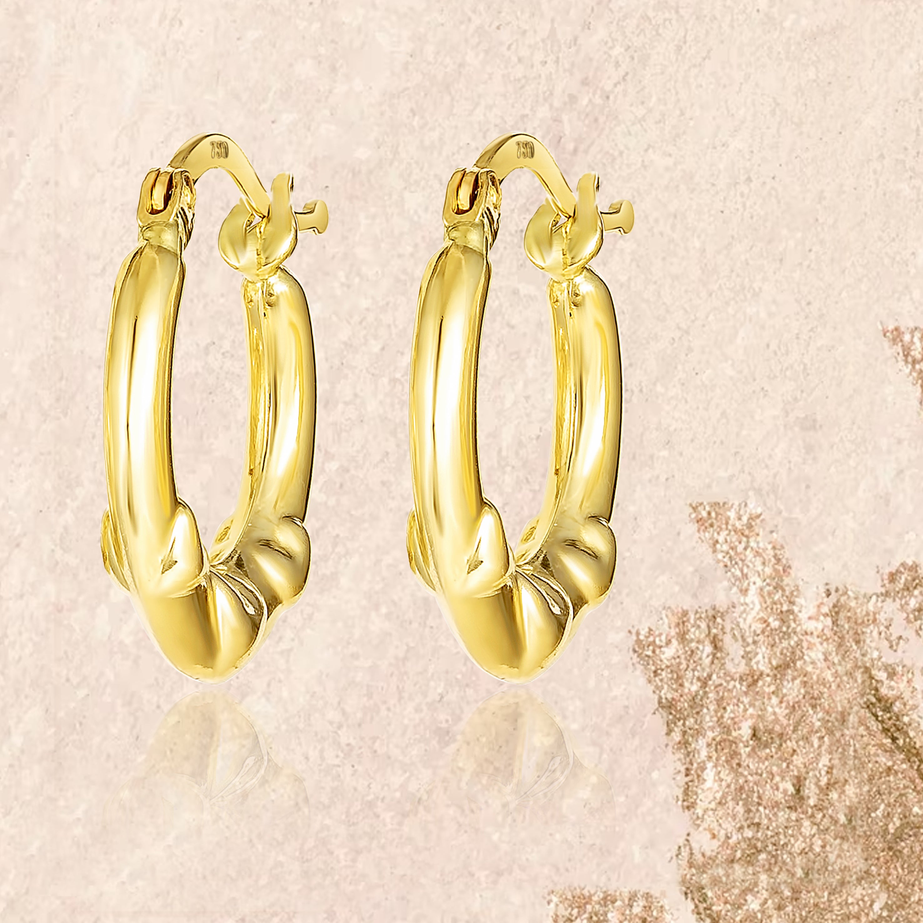 18K Pure Gold Round Loop Earring Set