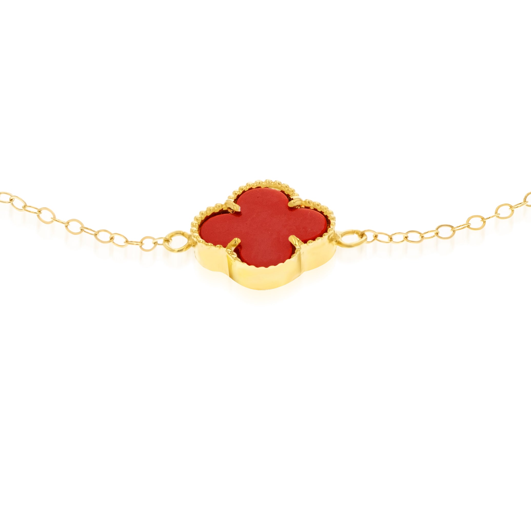 18K Pure Gold V.C Red Flower Bracelet