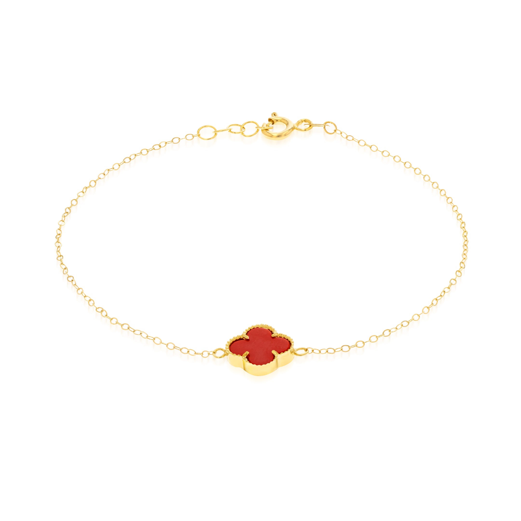 18K Pure Gold V.C Red Flower Bracelet