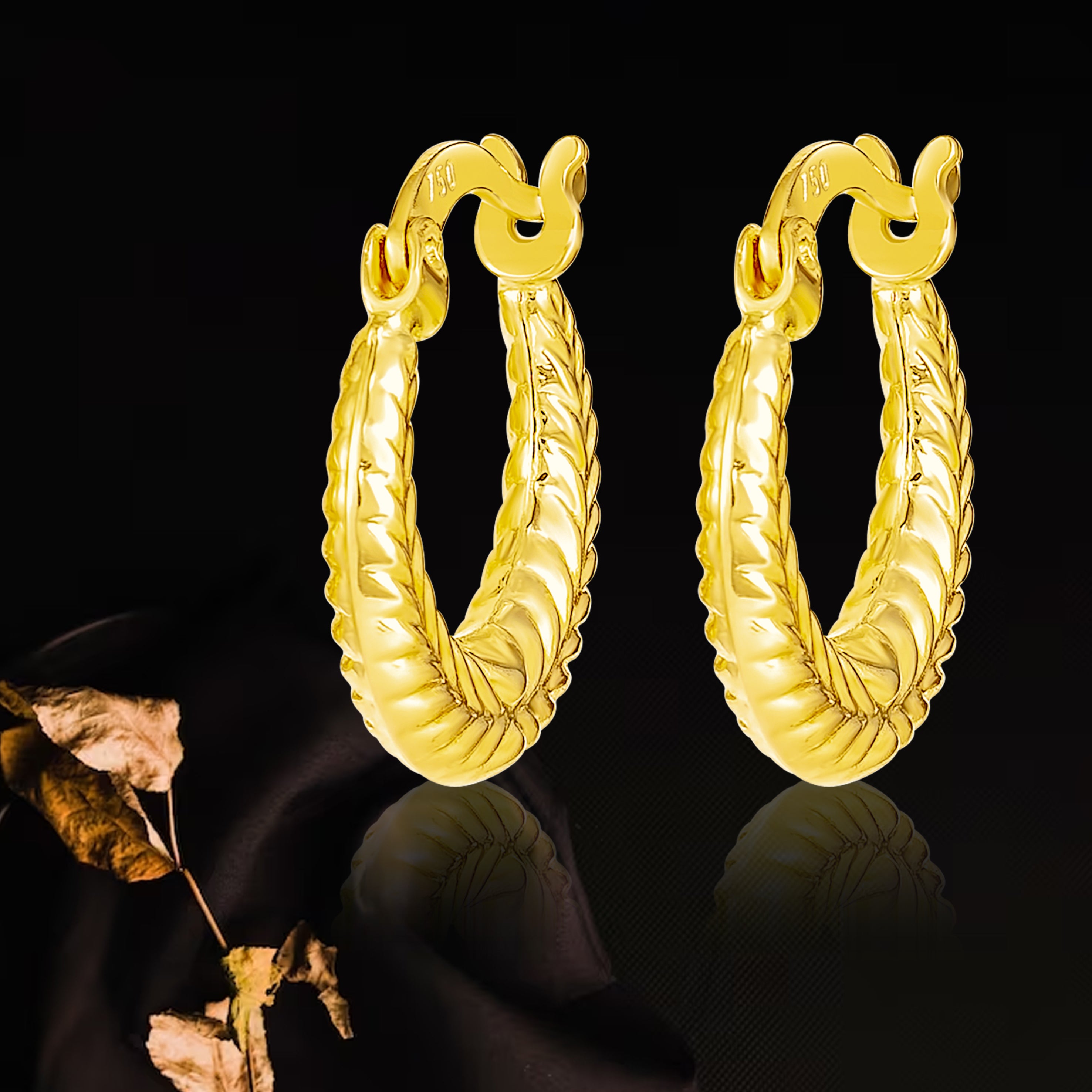 18K Pure Gold Round Loop Earring Set