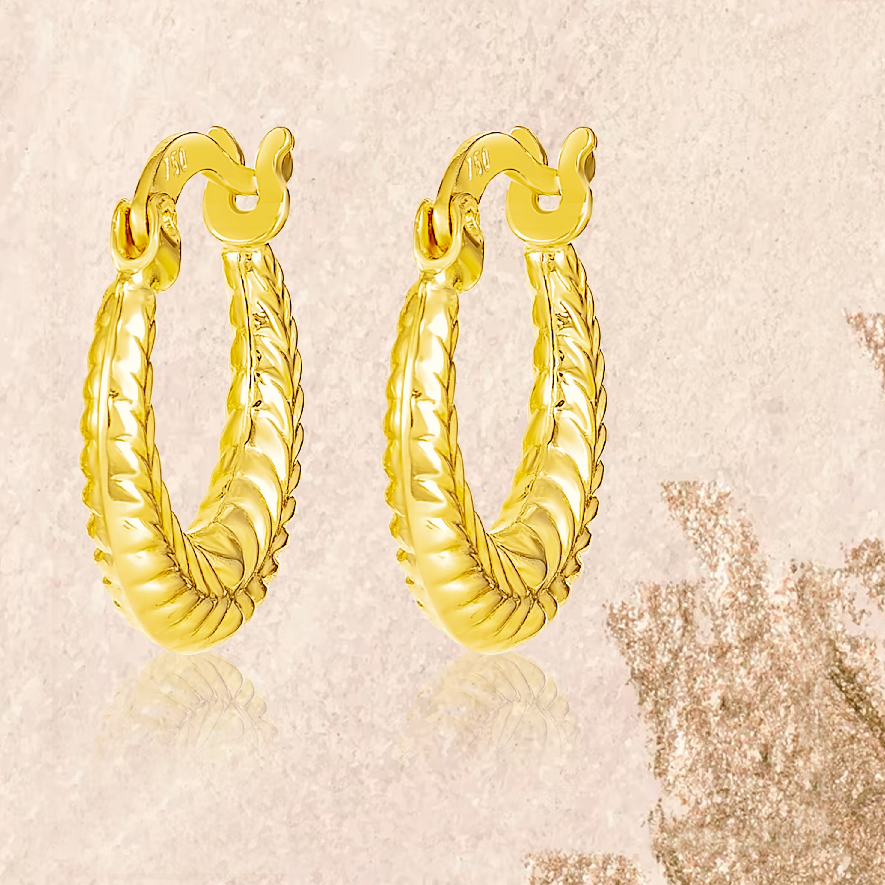 18K Pure Gold Round Loop Earring Set