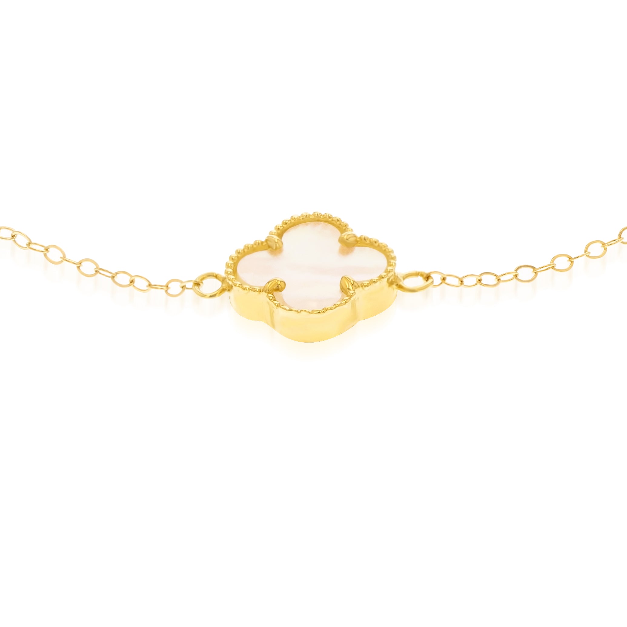 18K Pure Gold V.C White Flower Bracelet