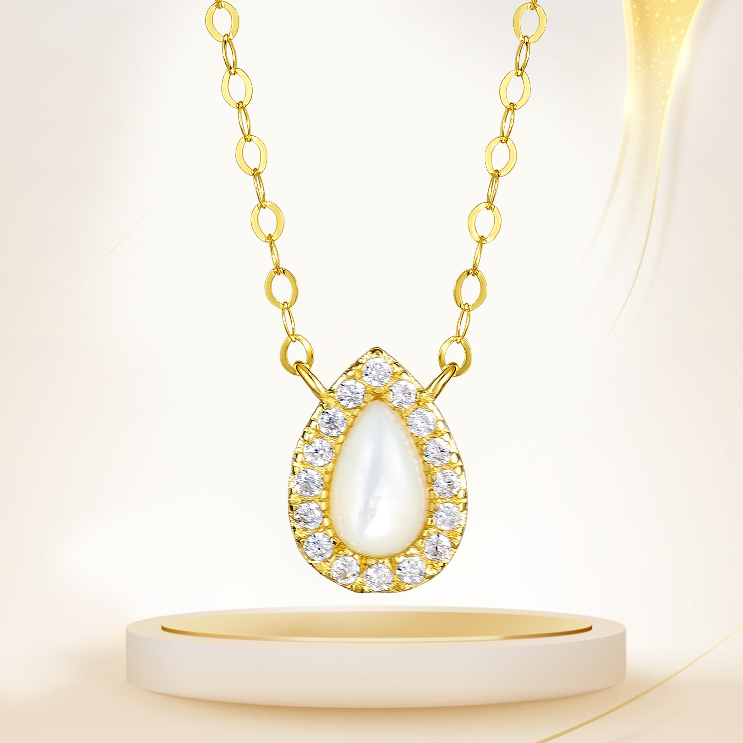 18K Pure Gold White Stone Necklace