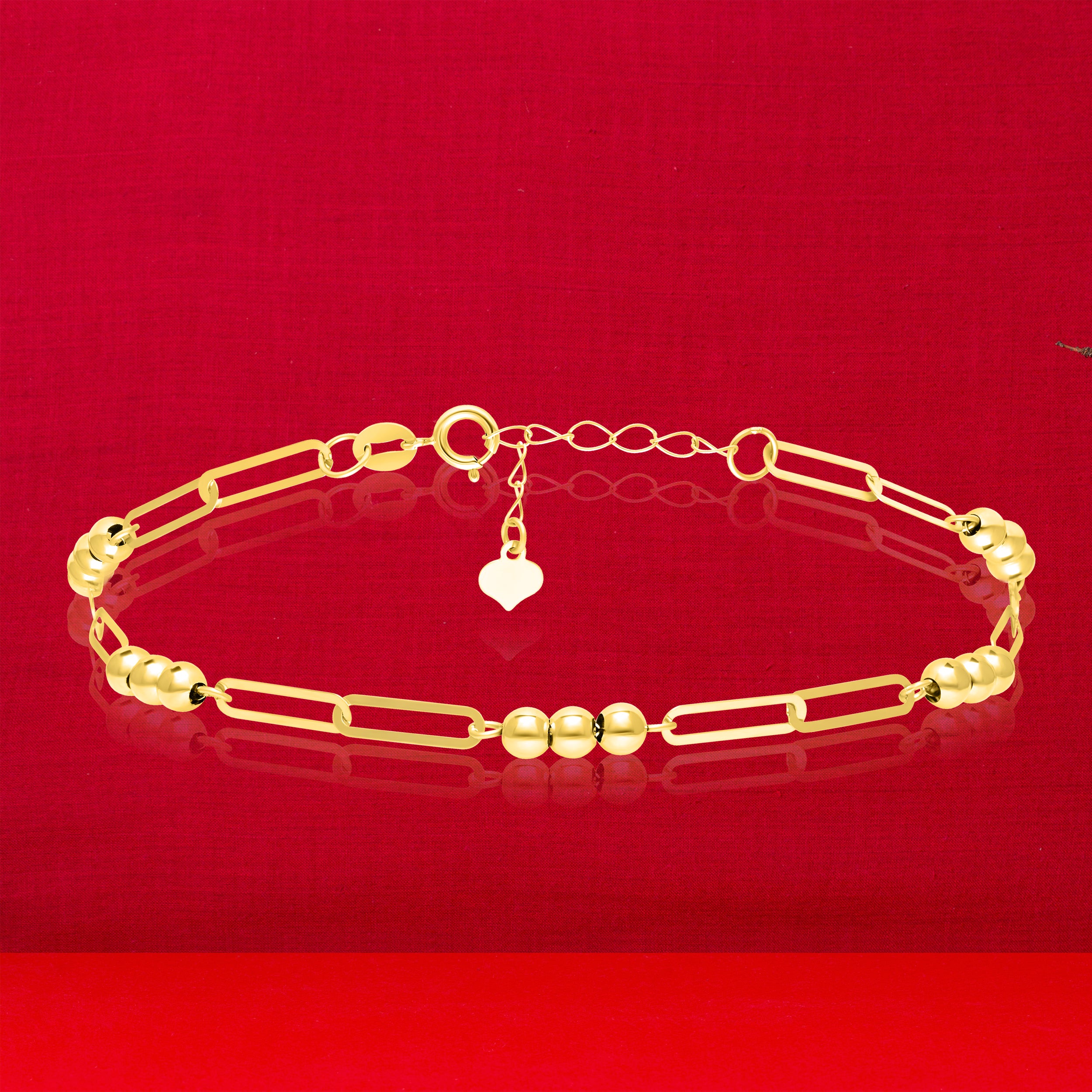 18K Pure Gold Linked Seed Bracelet