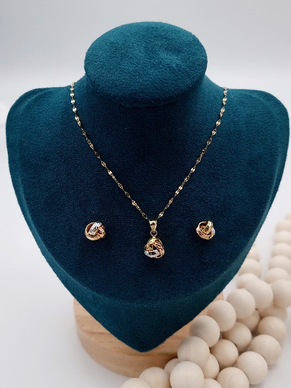 18K Pure Gold Knot Jewelry Set