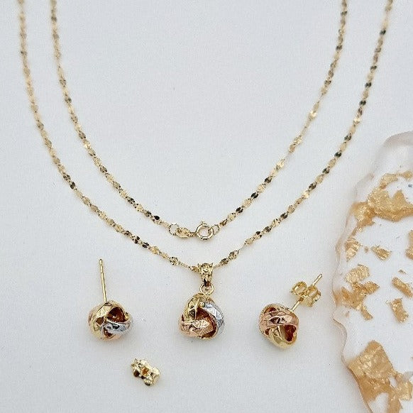18K Pure Gold Knot Jewelry Set