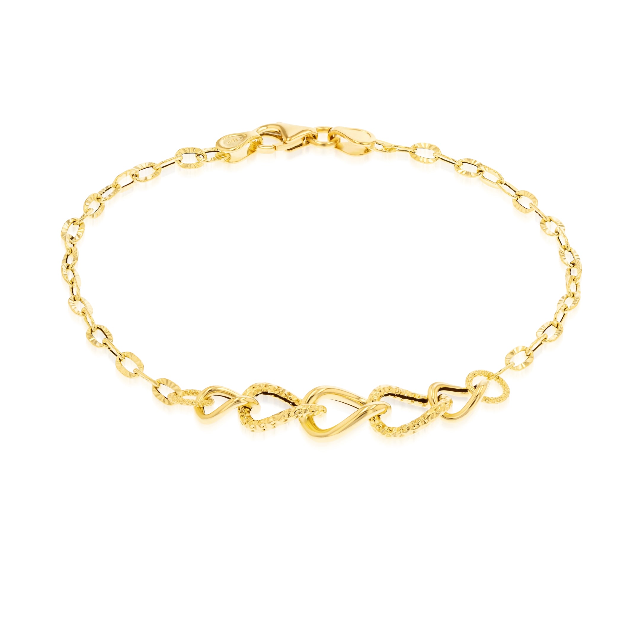 18K Pure Gold Twisted Linked Bracelet