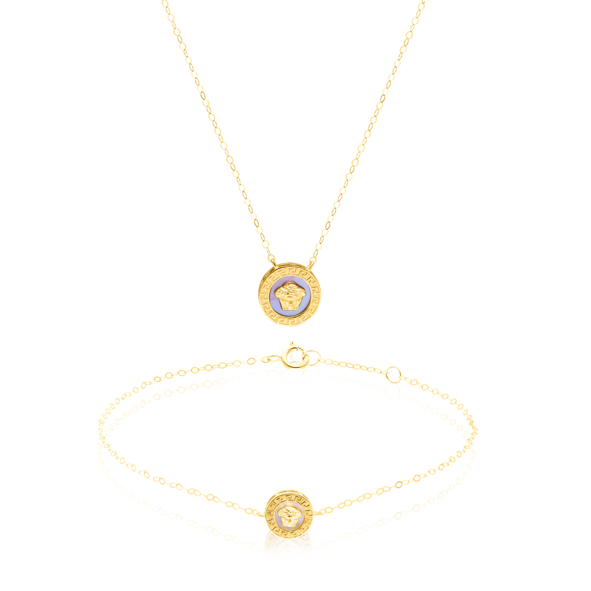 18K Pure Gold Round White V.R.C Jewelry Set Talagold