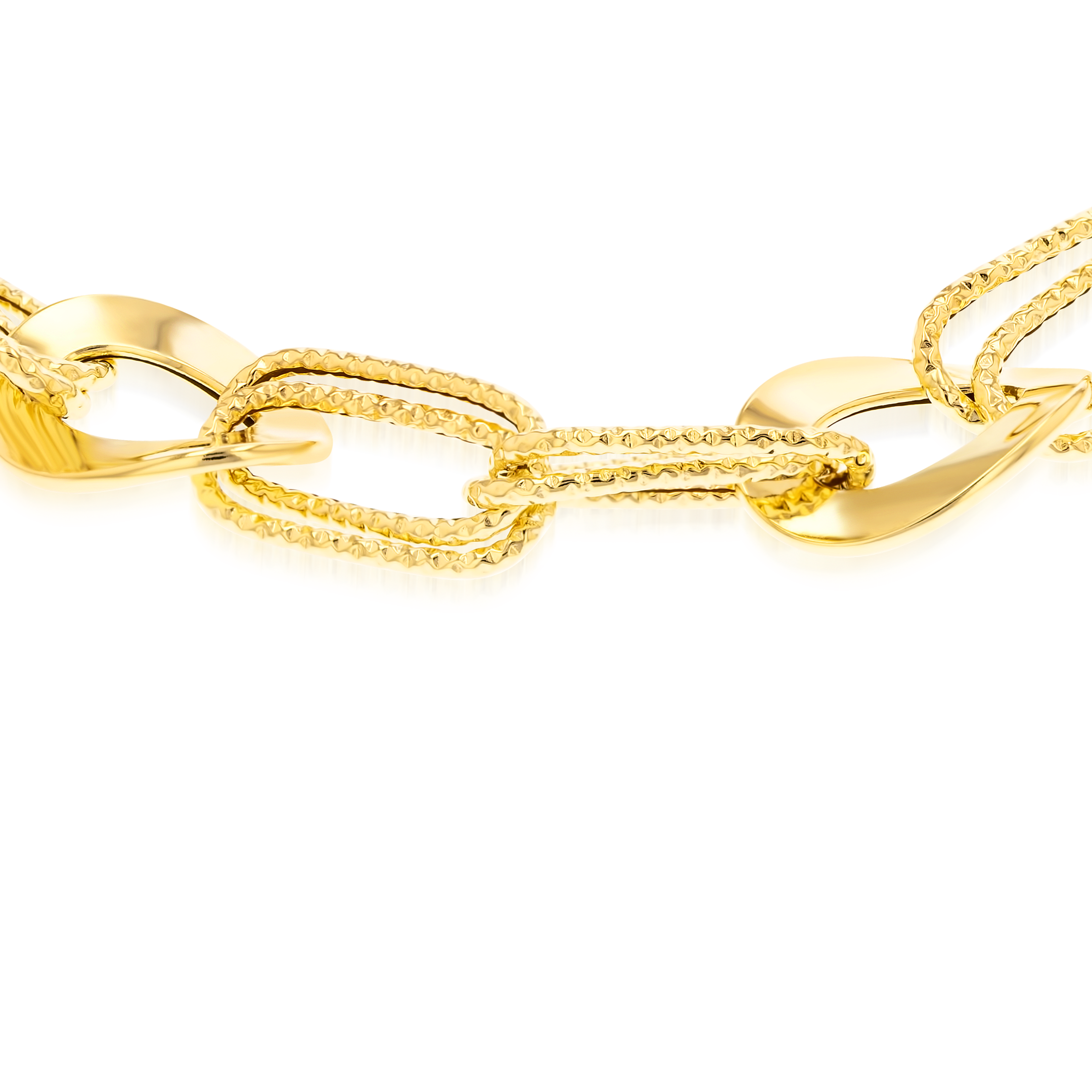 18K Pure Gold Square Twisted Oval Linked Bracelet