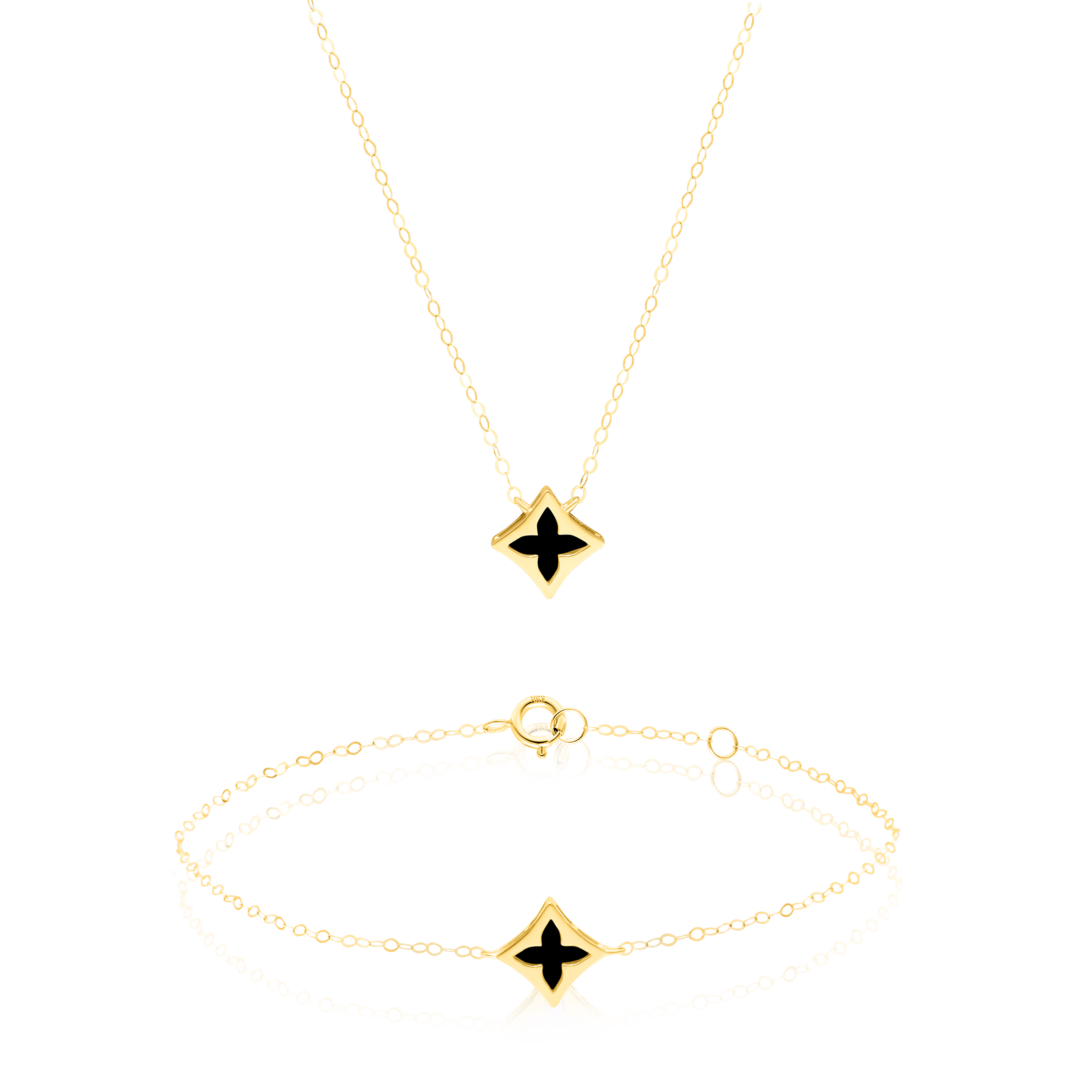 18K Pure Gold Black Star Jewelry Set Talagold