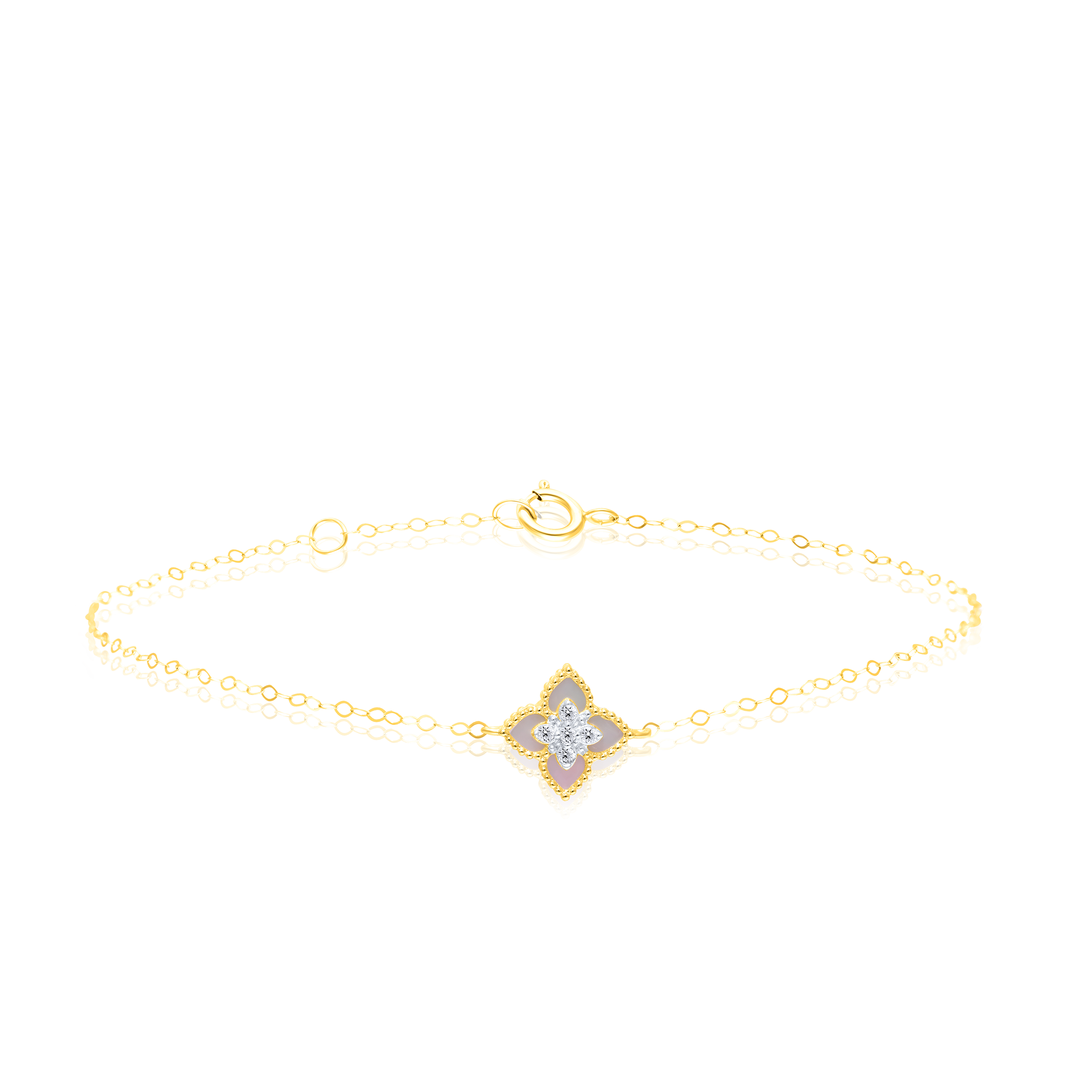 18K Pure Gold White Flower Jewelry Set