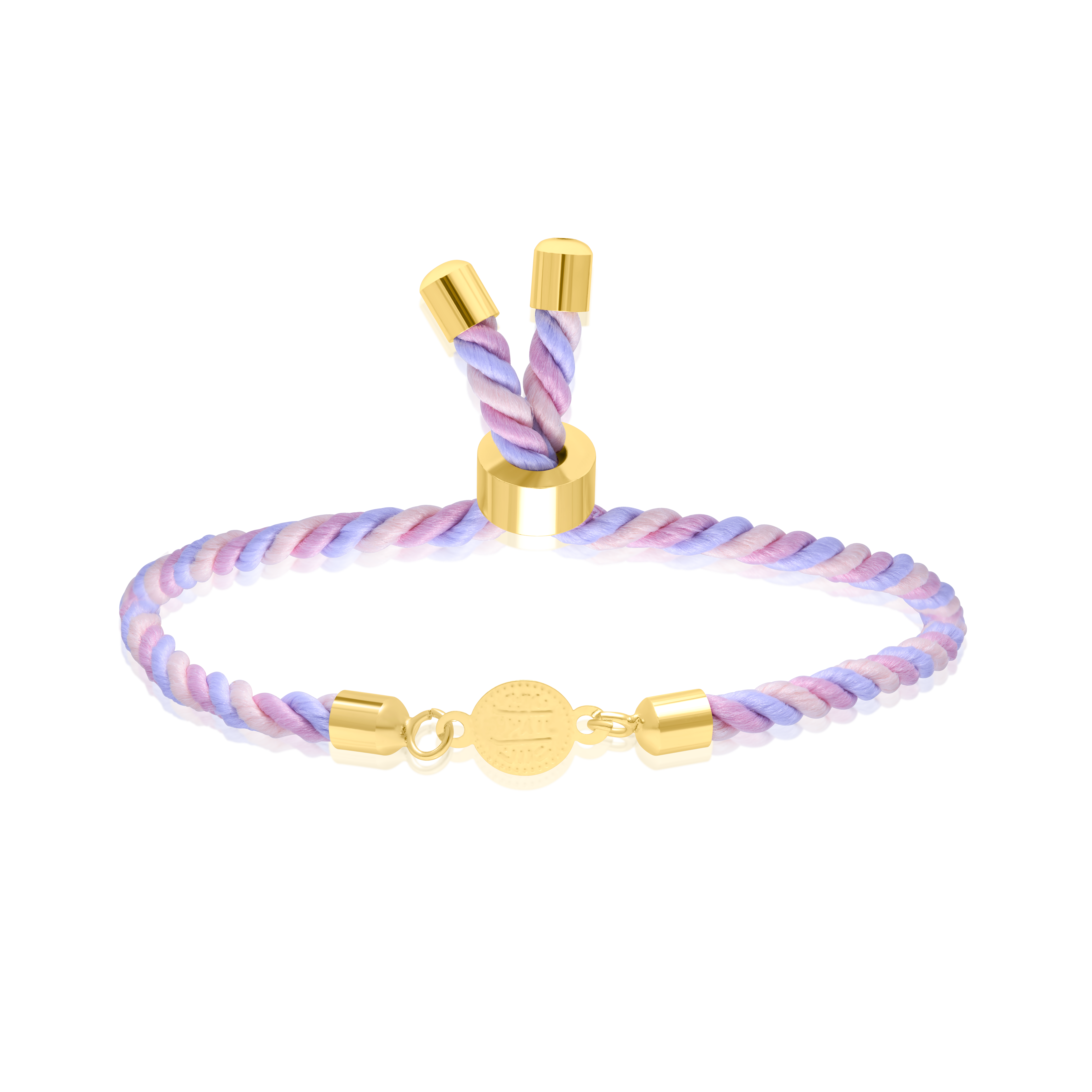 18K Pure Gold Multi Color Thread Coin Bracelet