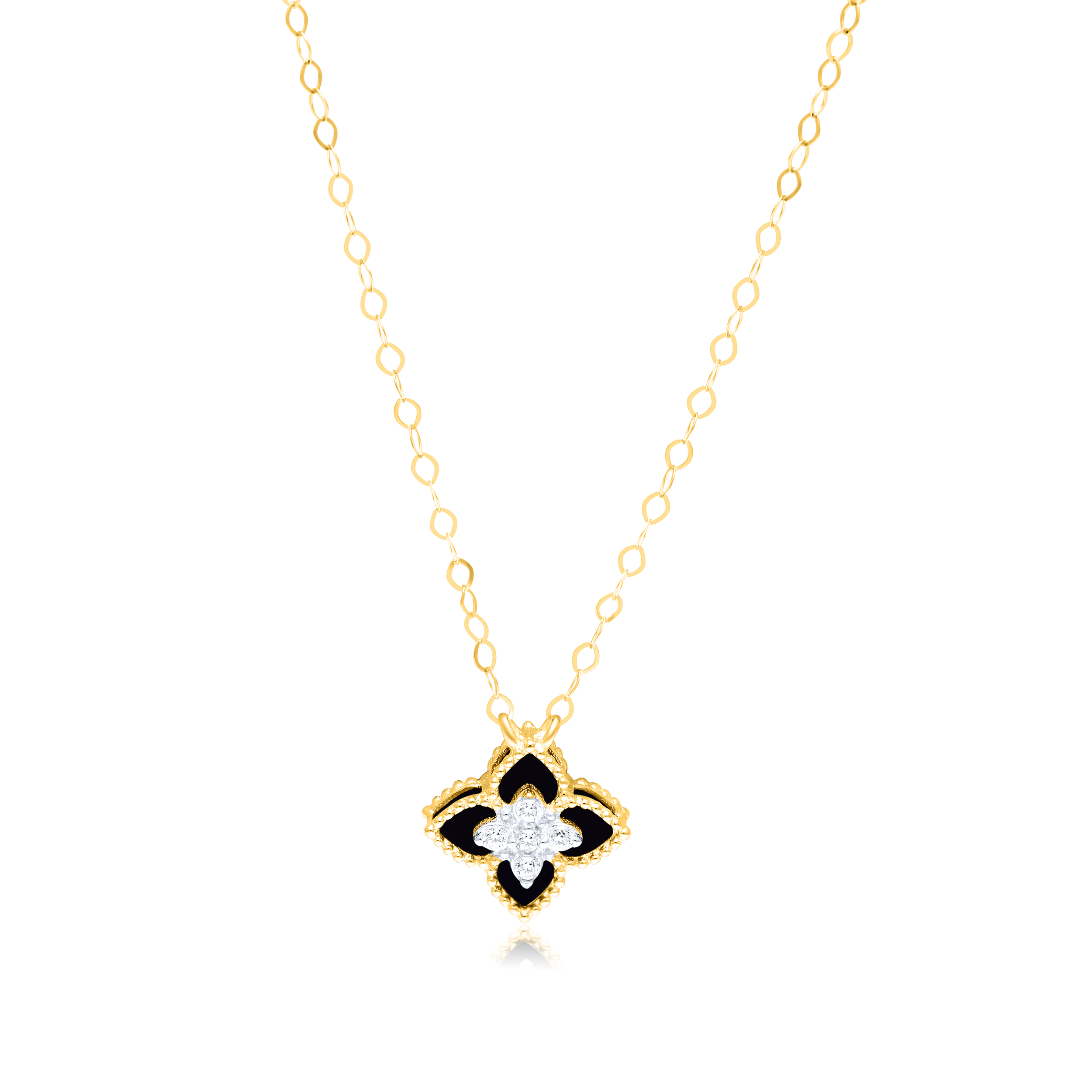 18K Pure Gold Black Flower Jewelry Set