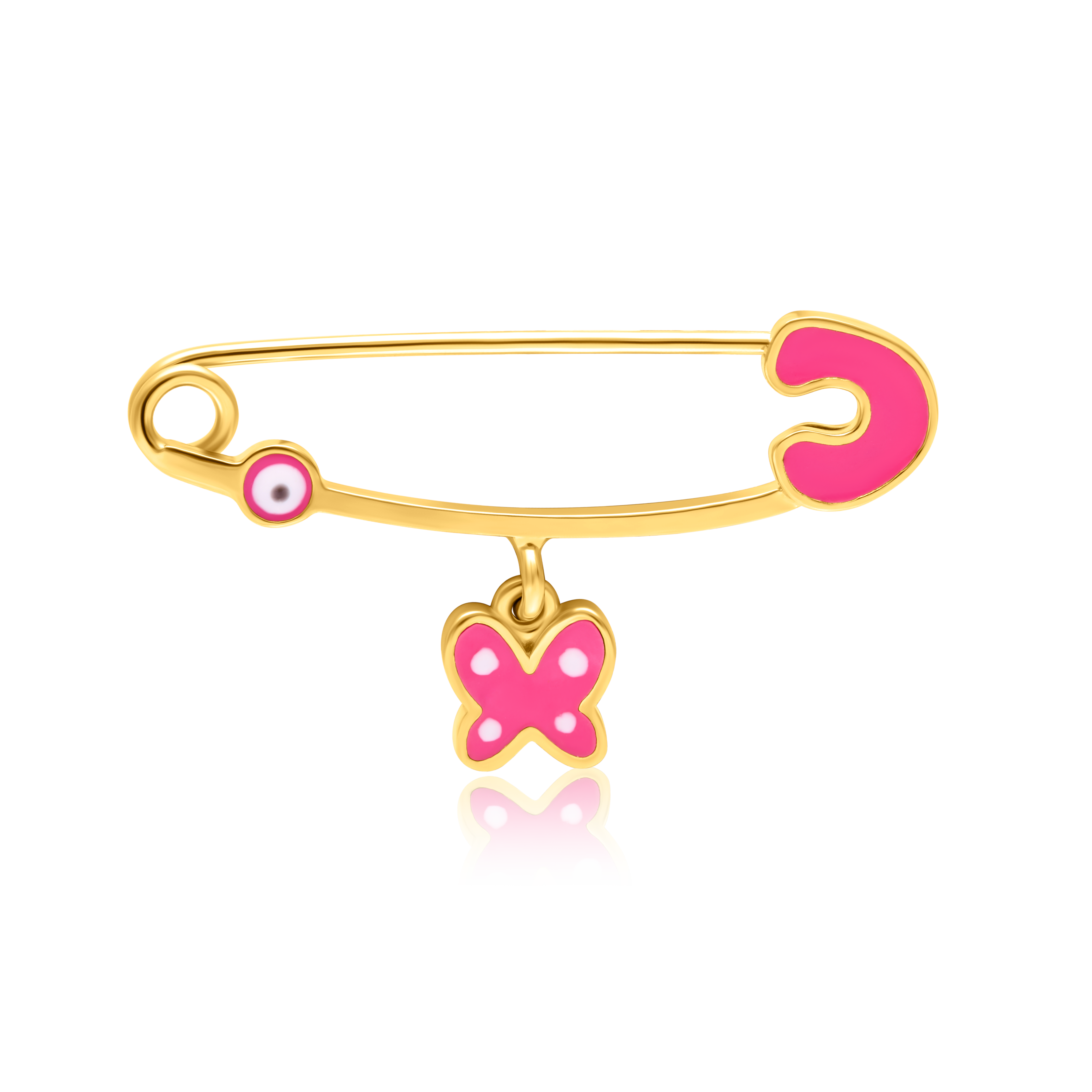 18K Pure Gold Pink Butterfly Pin