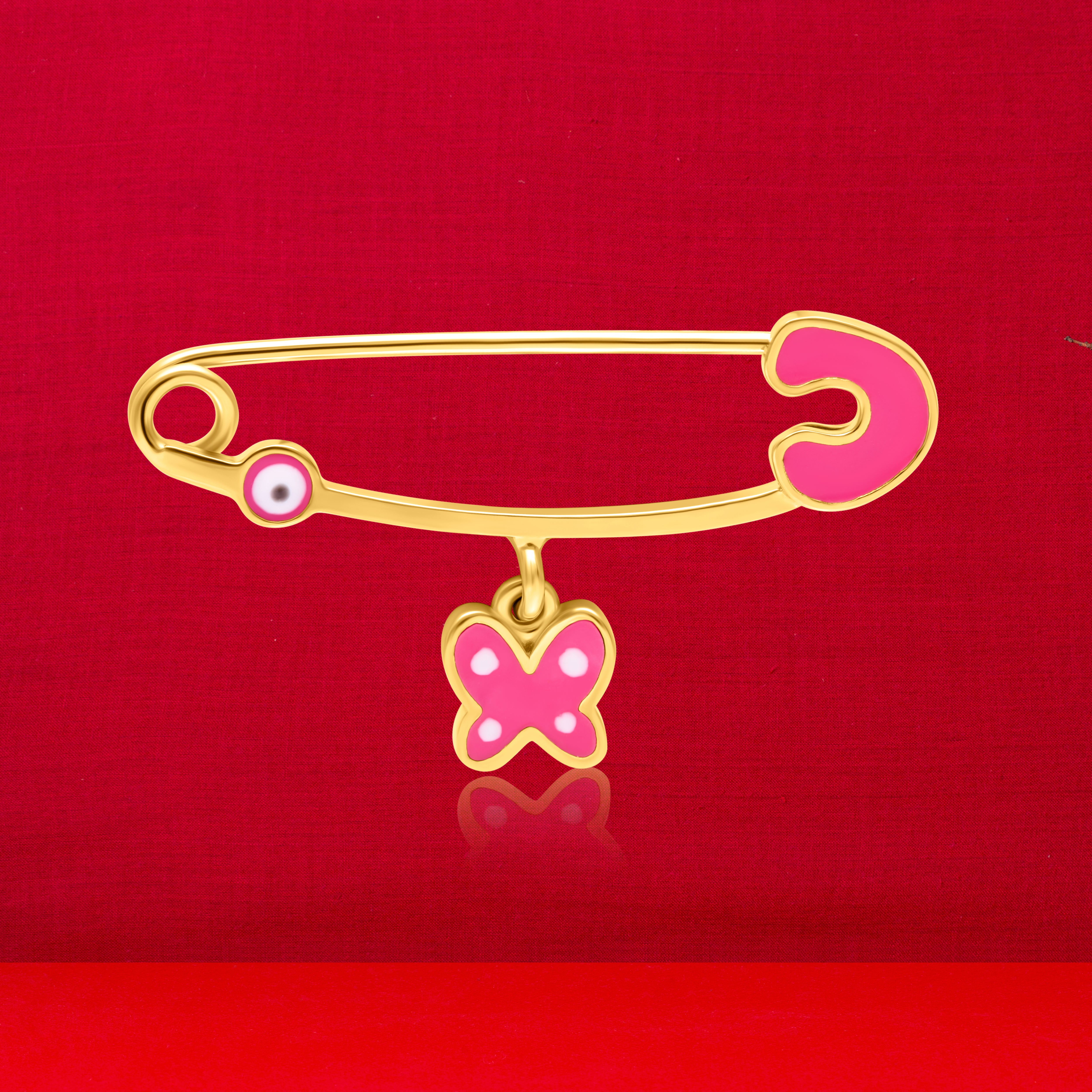 18K Pure Gold Pink Butterfly Pin