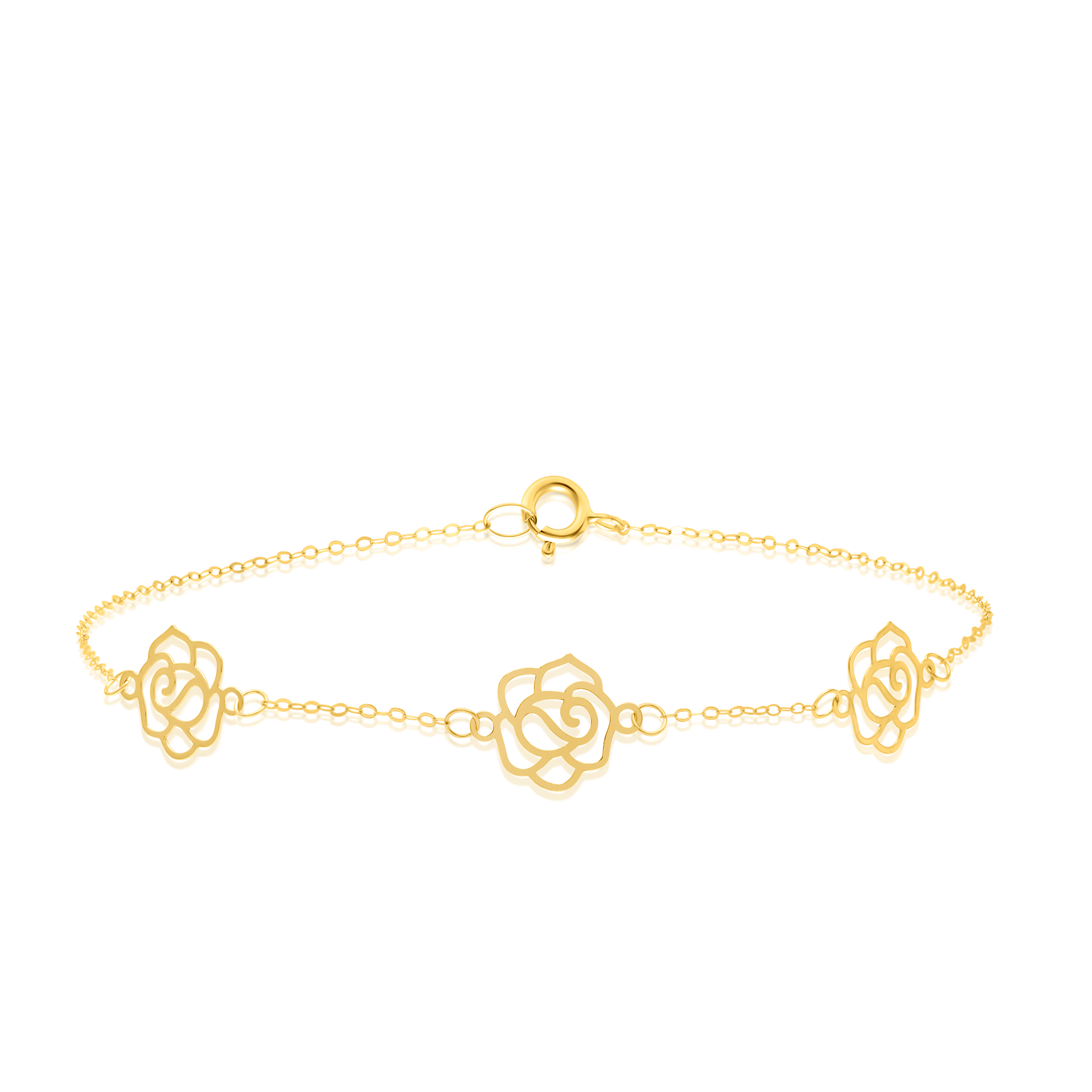 18K Pure Gold Fine Flower Bracelet