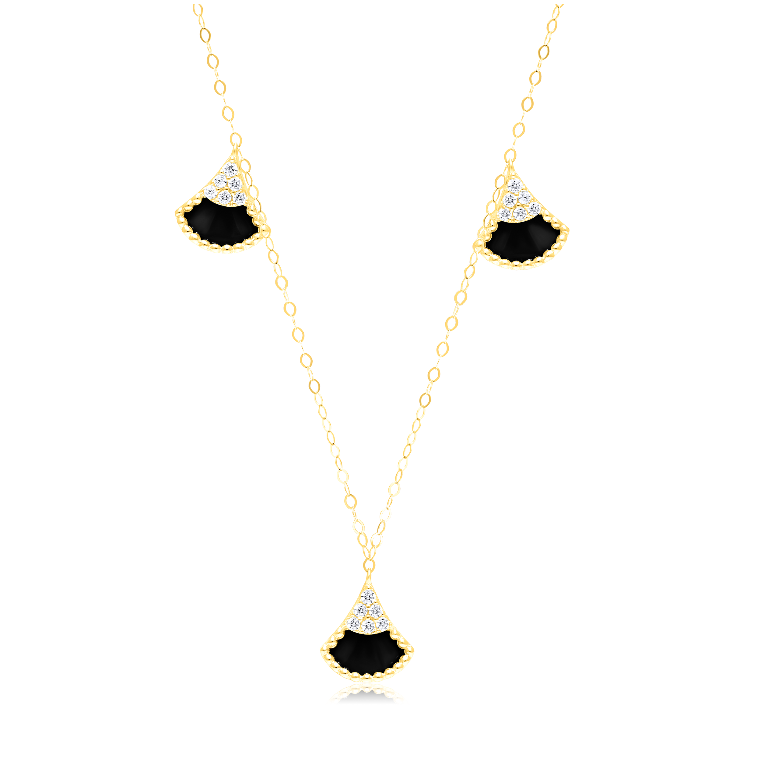 18K Pure Gold Black Charm Necklace