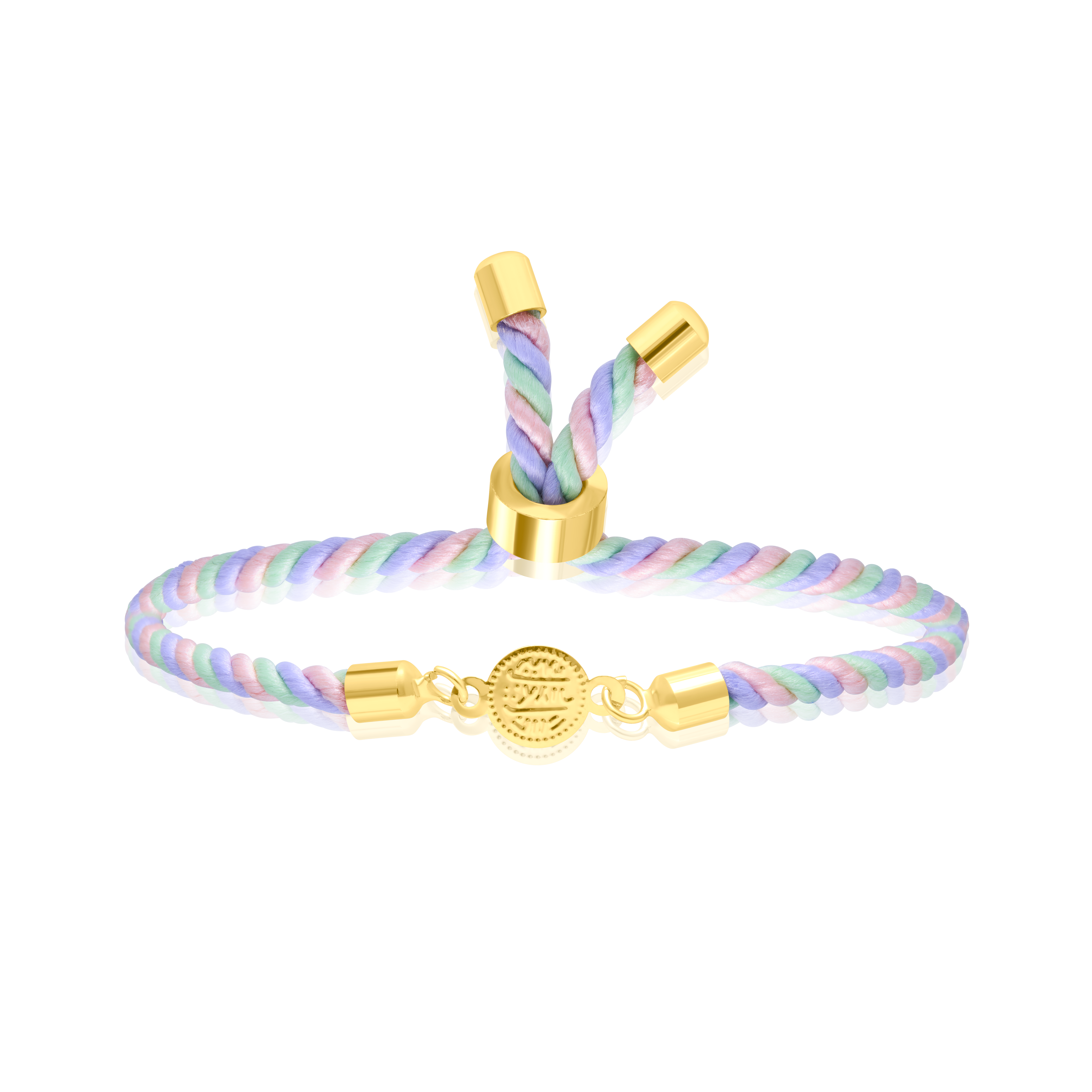 18K Pure Gold Multi Color Thread Coin Bracelet